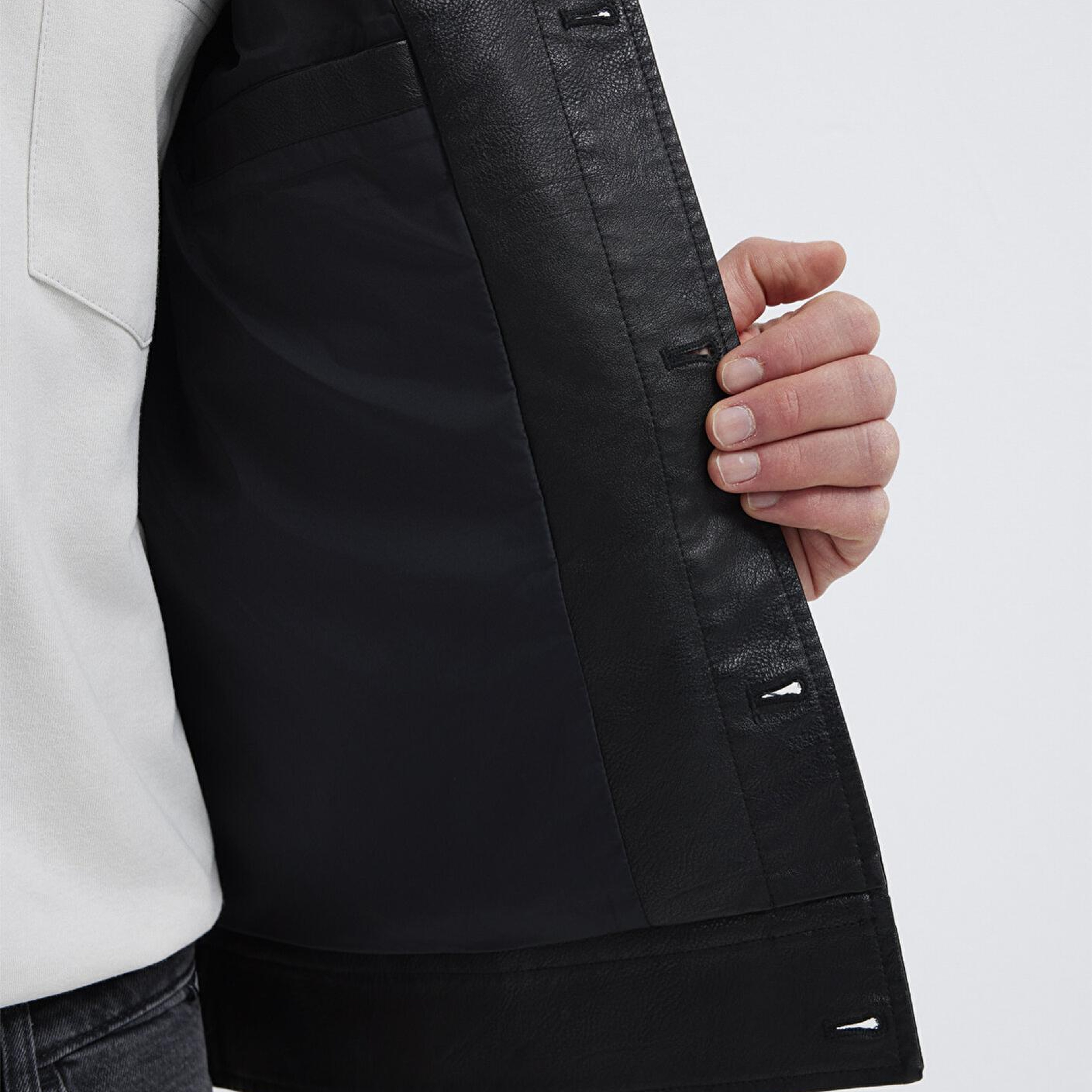 Mavi Siyah Suni Deri Ceket Loose Fit / Bol Rahat Kesim 0110798-71379