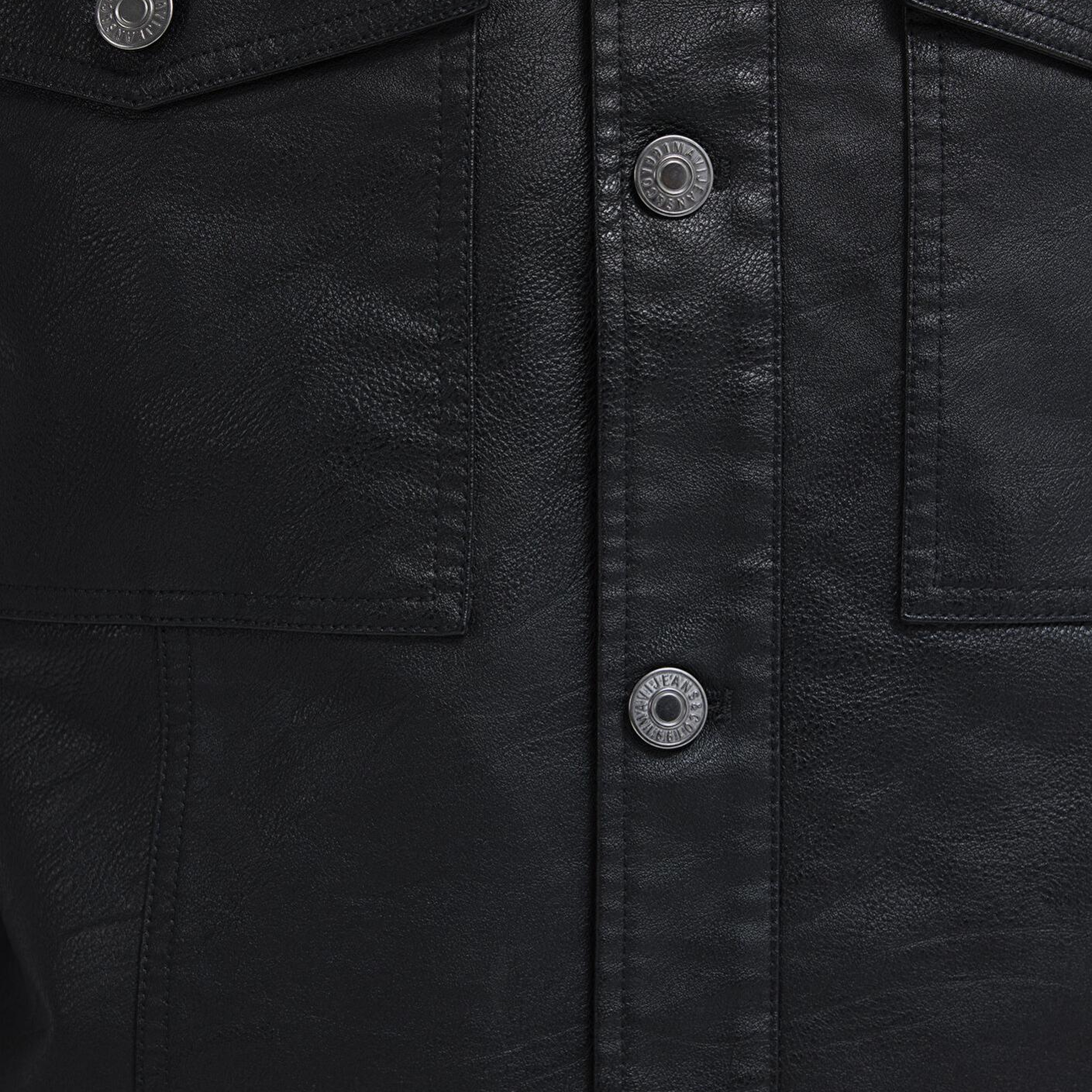 Mavi Siyah Suni Deri Ceket Loose Fit / Bol Rahat Kesim 0110798-71379