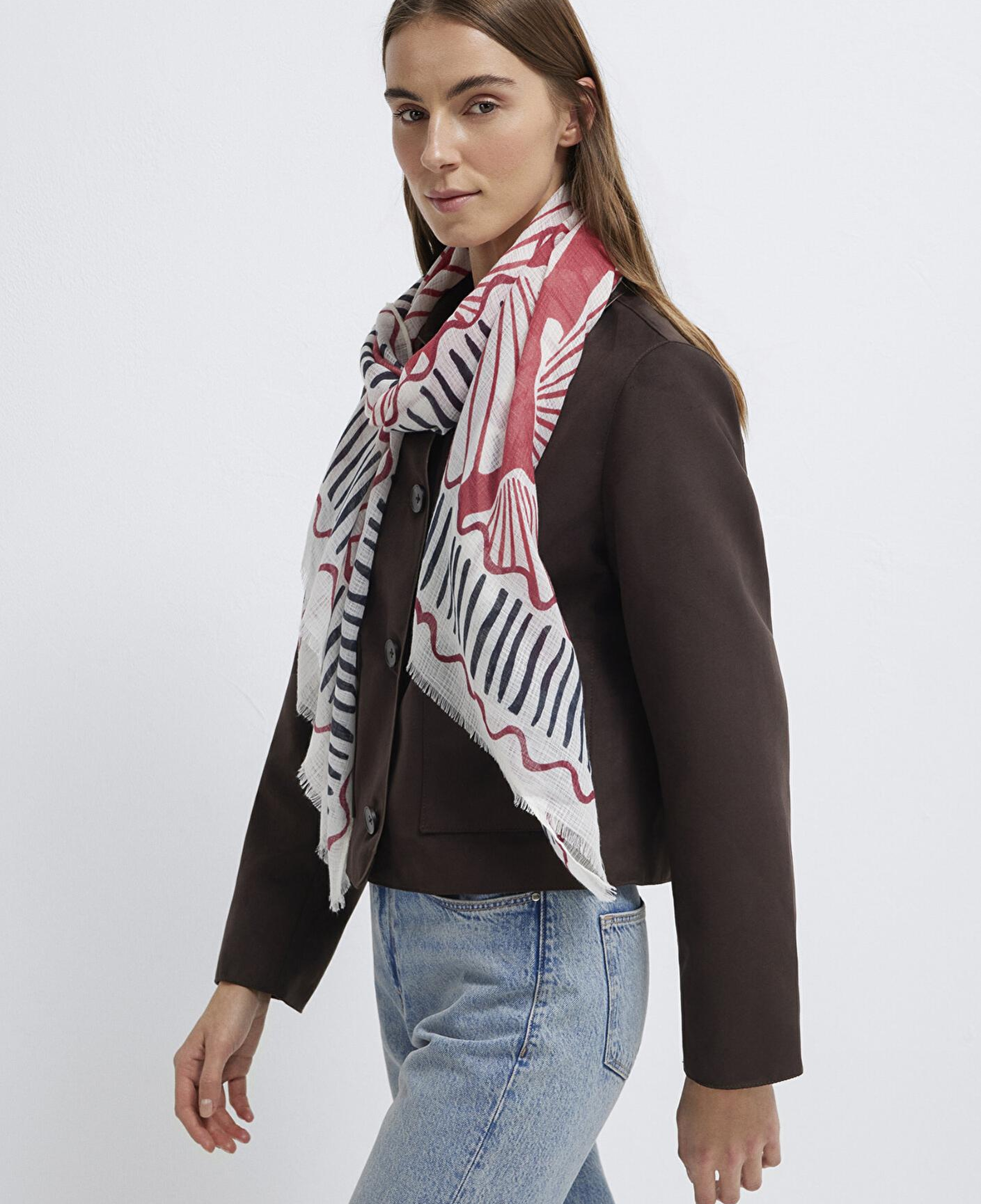 Mavi Desenli Şal 1913848-10076