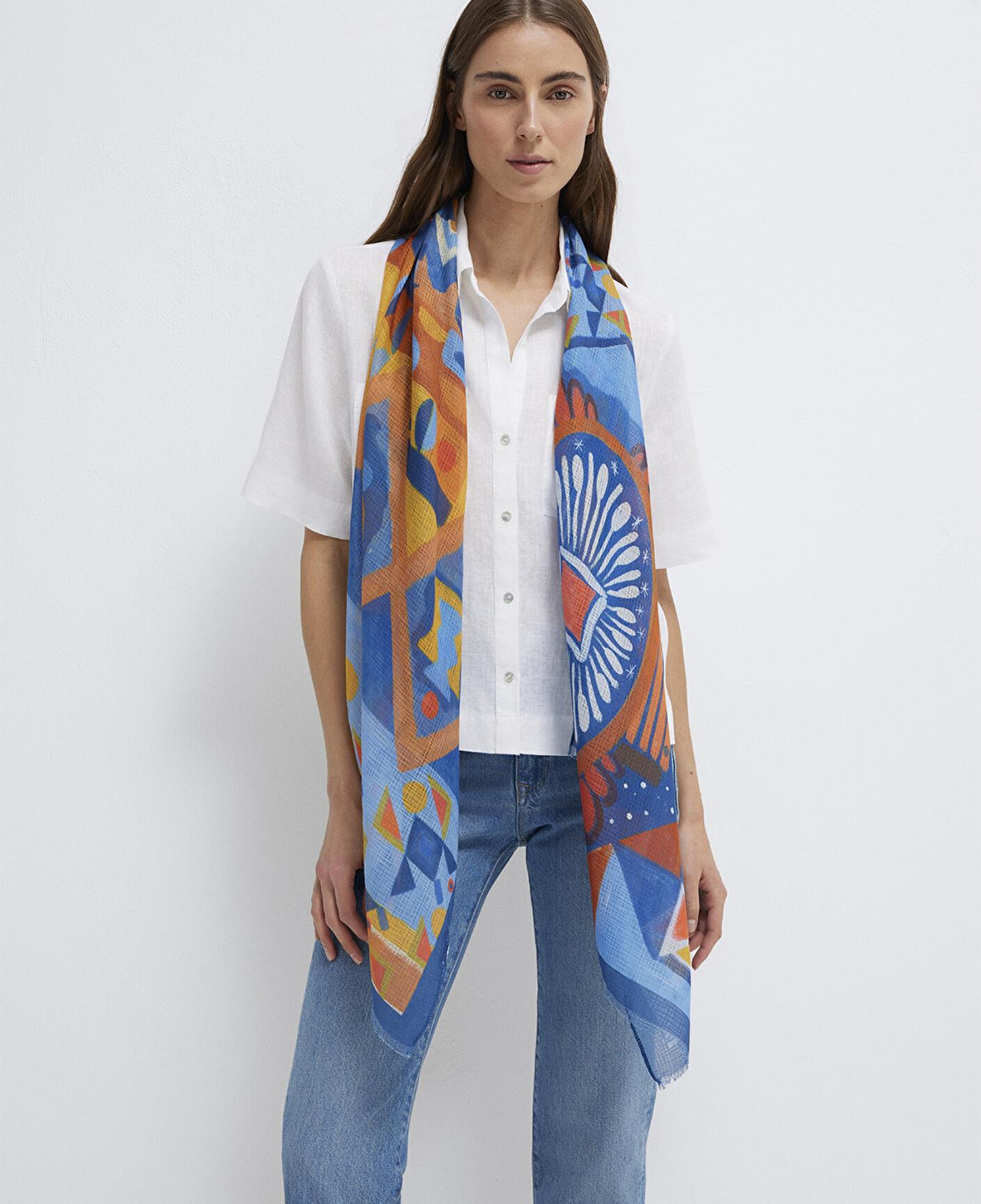 Mavi Desenli Şal 1913853-30874