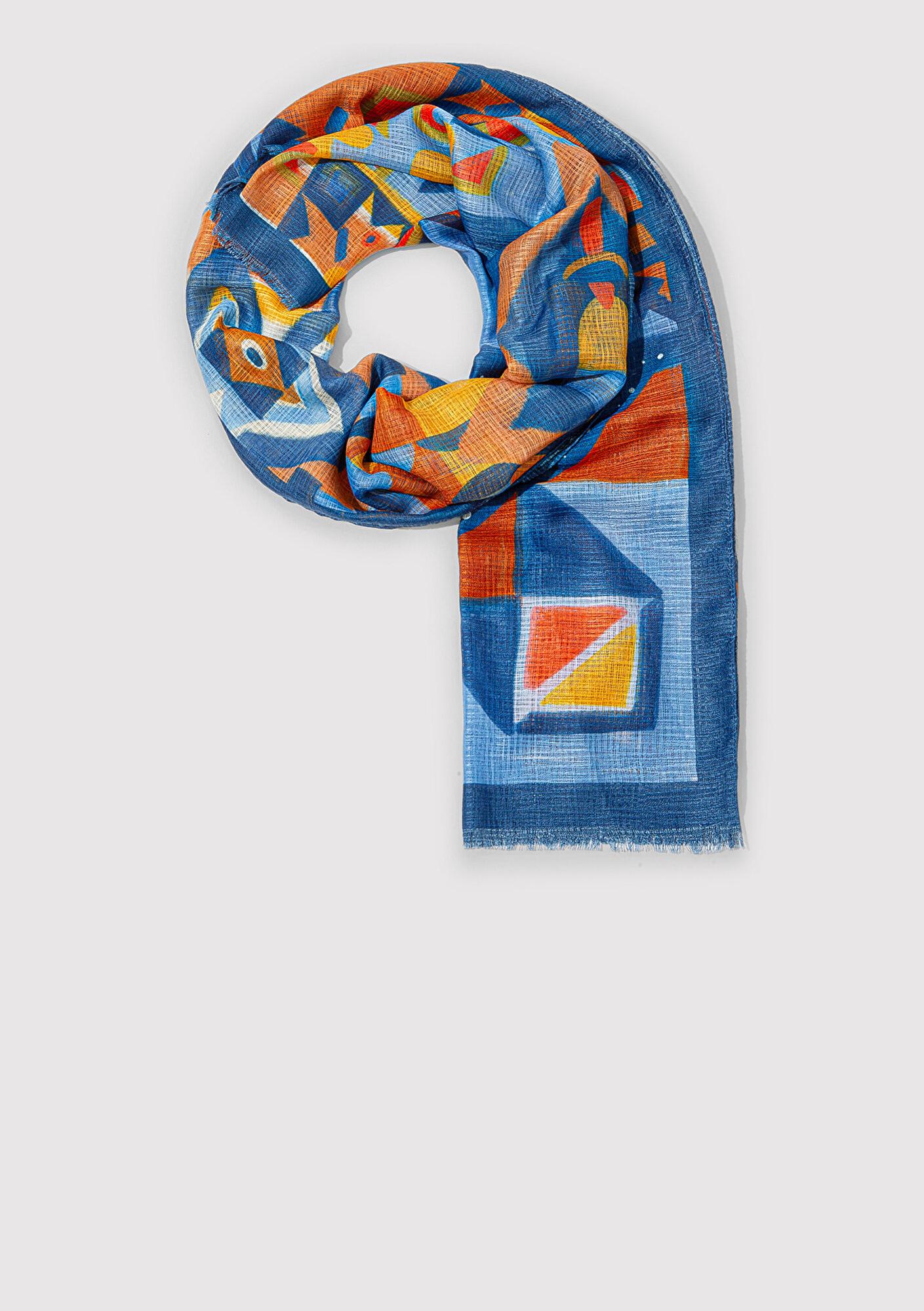 Mavi Desenli Şal 1913853-30874