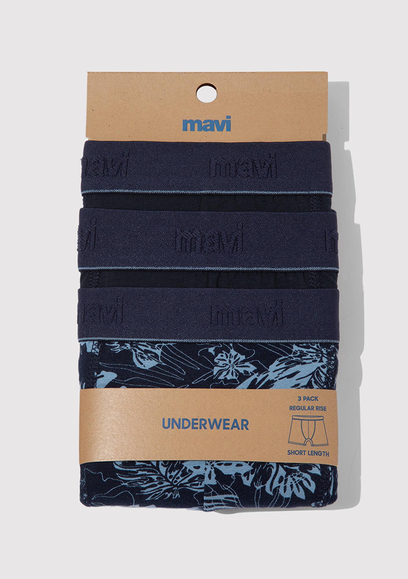 Mavi 3lü Baskılı Lacivert Boxer 0912226-70500
