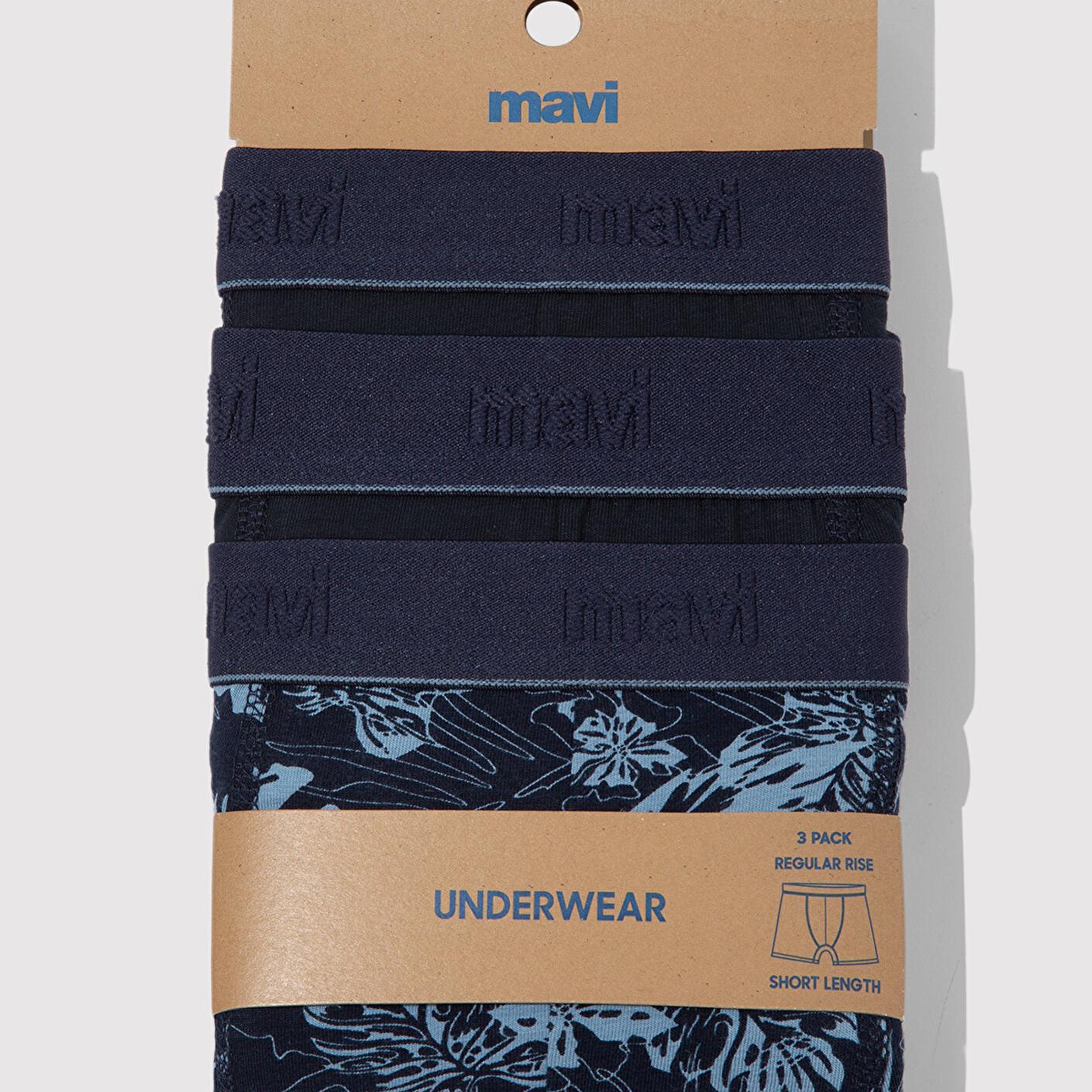 Mavi 3lü Baskılı Lacivert Boxer 0912226-70500