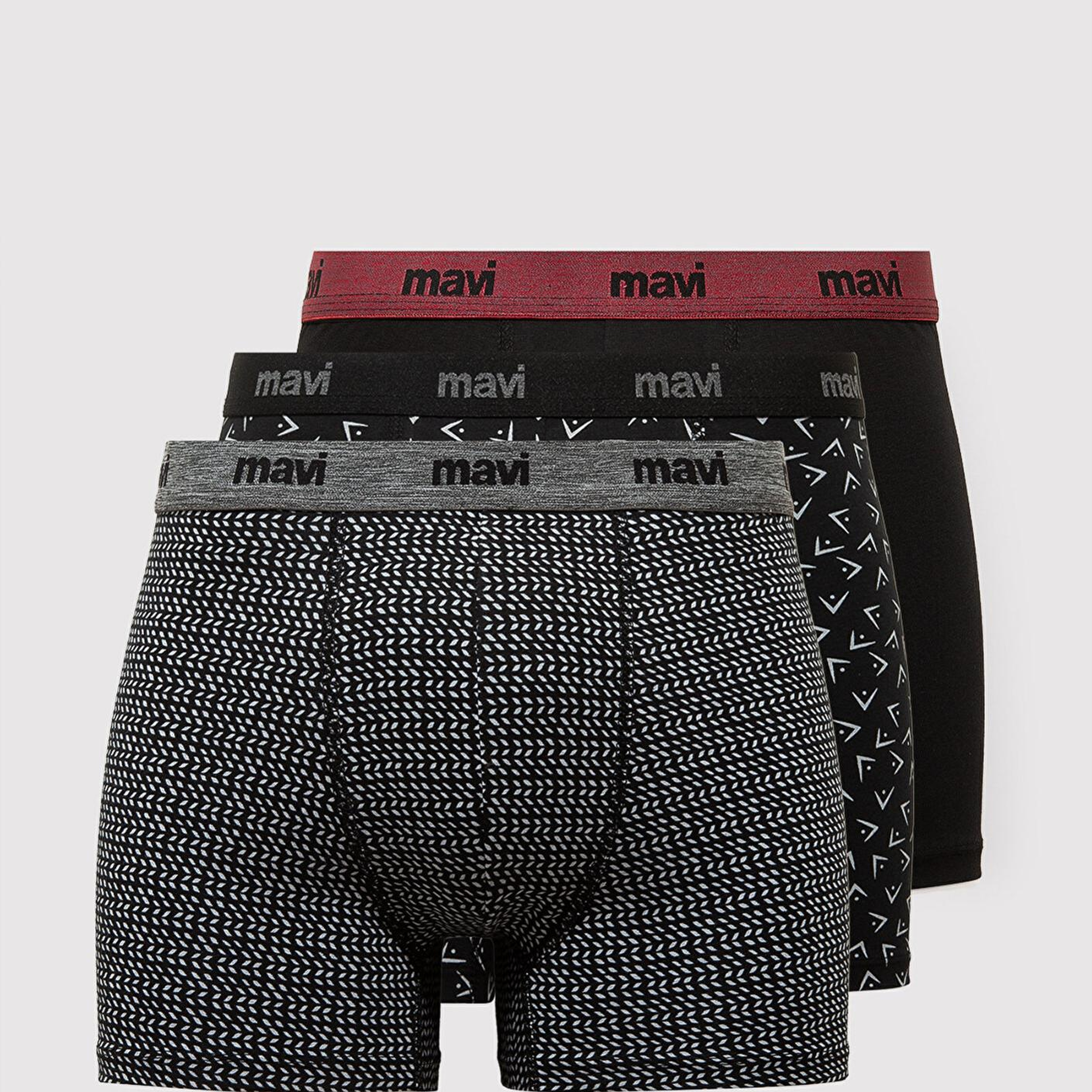 Mavi 3lü Siyah Baskılı Boxer 0912225-900