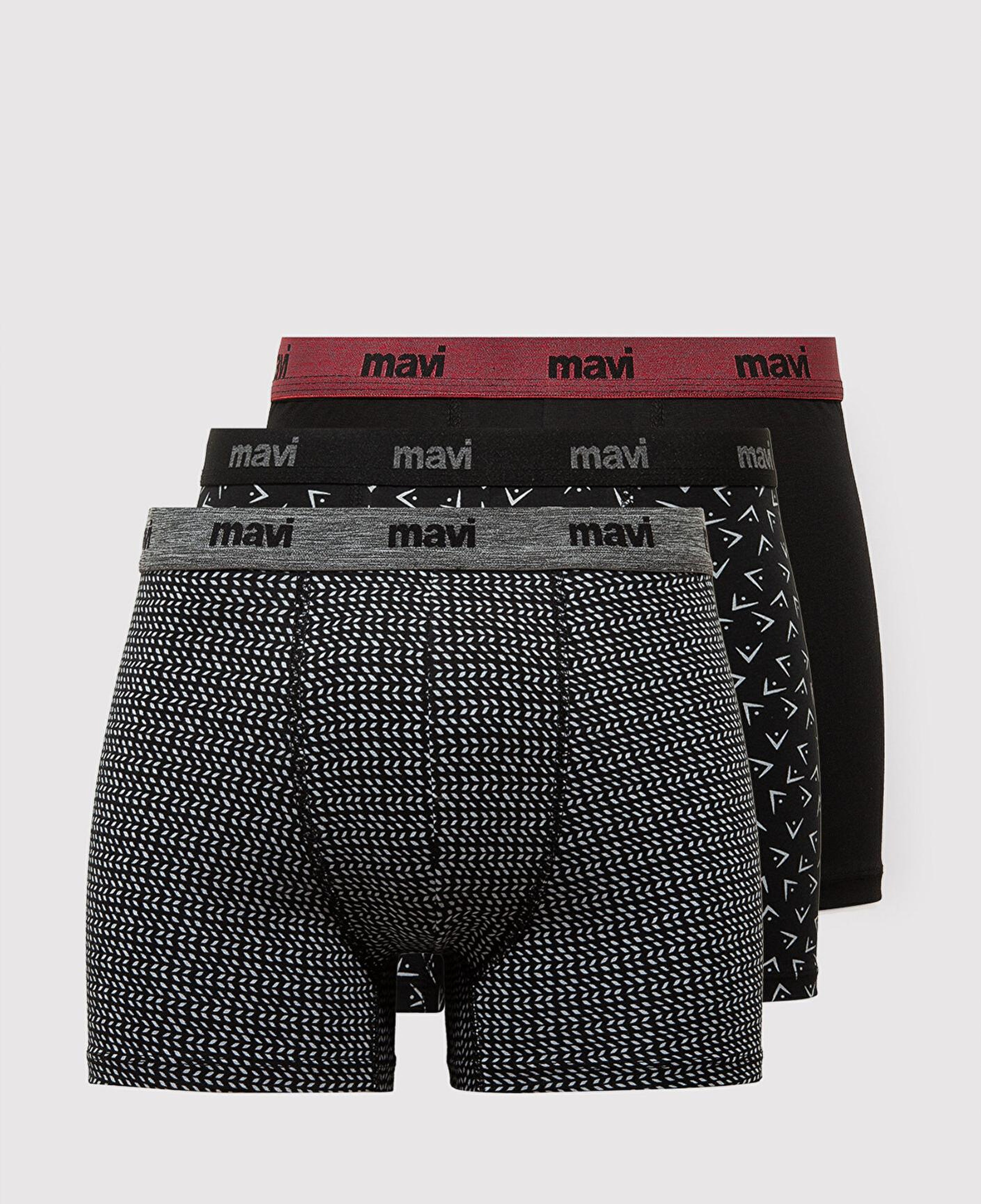 Mavi 3lü Siyah Baskılı Boxer 0912225-900