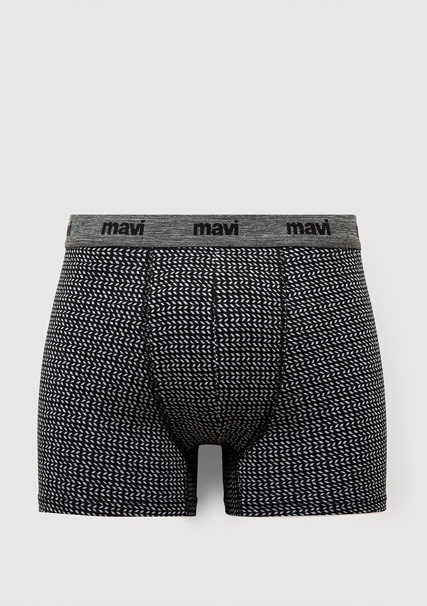 Mavi 3lü Siyah Baskılı Boxer 0912225-900