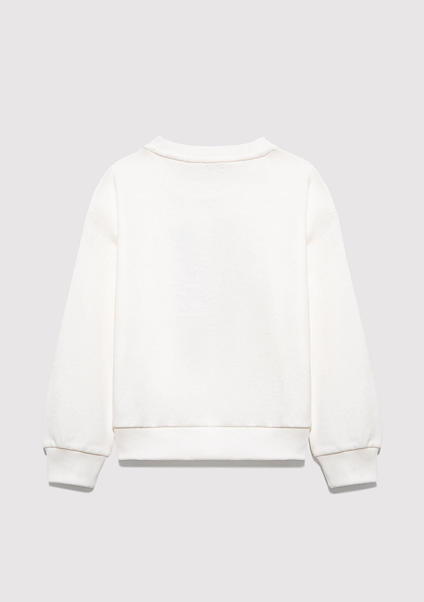 Mavi M Logo Baskılı Ekru Sweatshirt 7S10118-70057