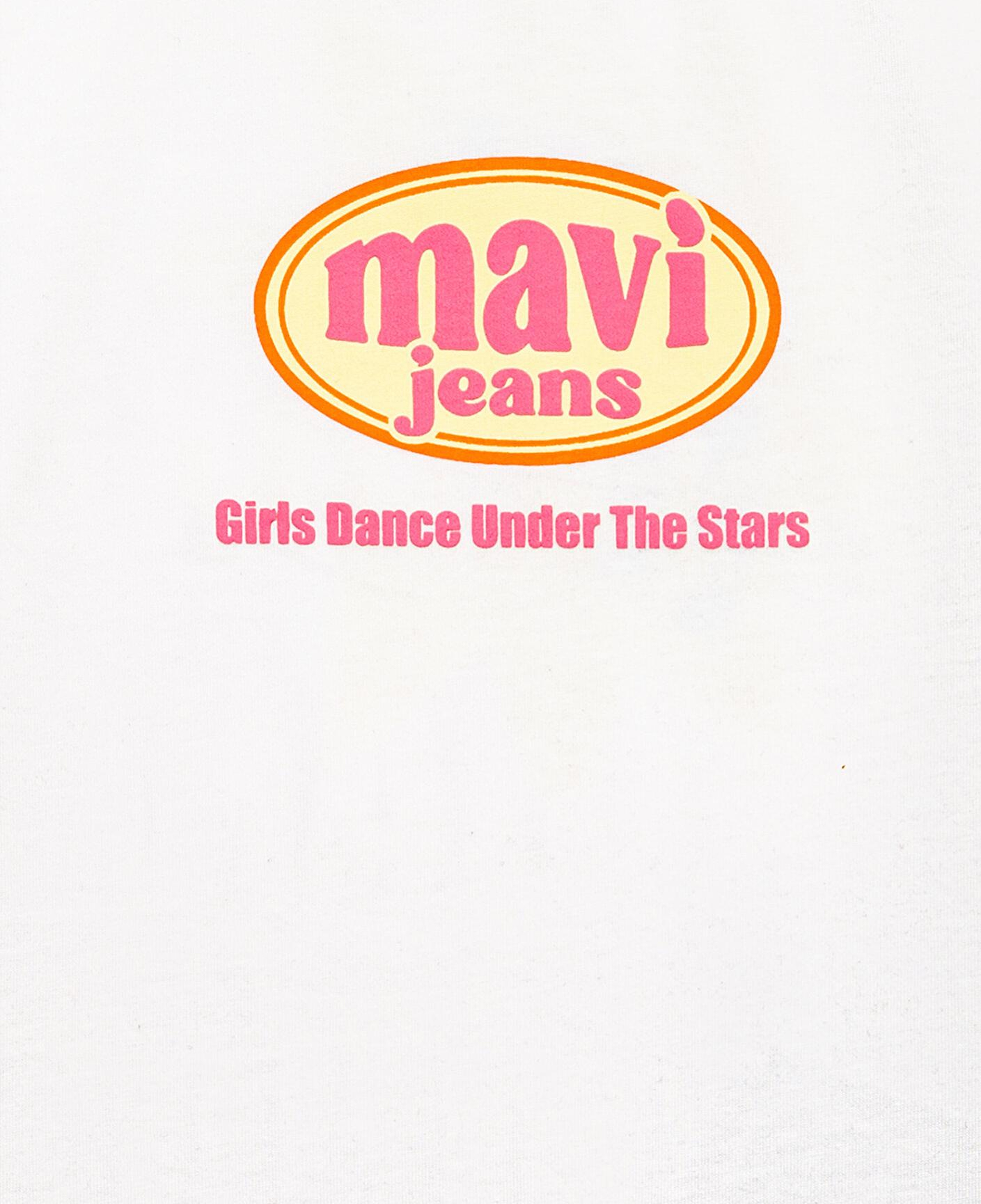 Mavi Baskılı Ekru Tişört Loose Fit / Bol Rahat Kesim 7610391-70057