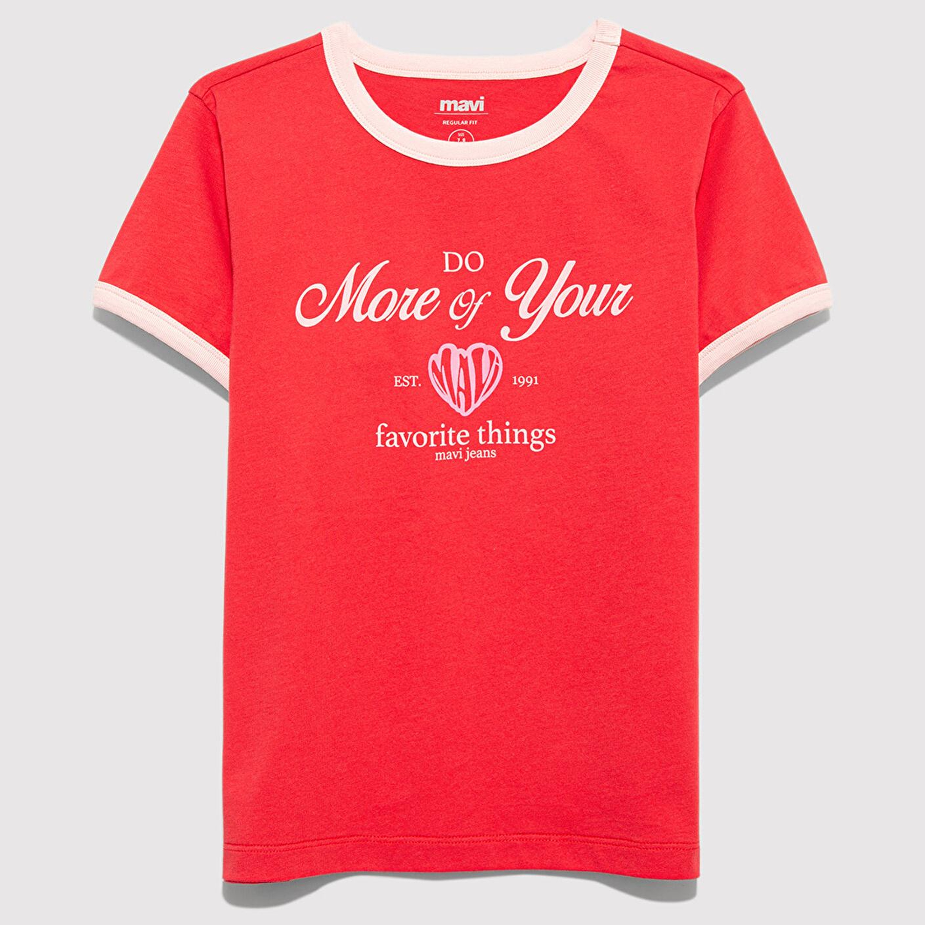 Mavi Baskılı Kırmızı Tişört Regular Fit / Normal Kesim 7610399-70478