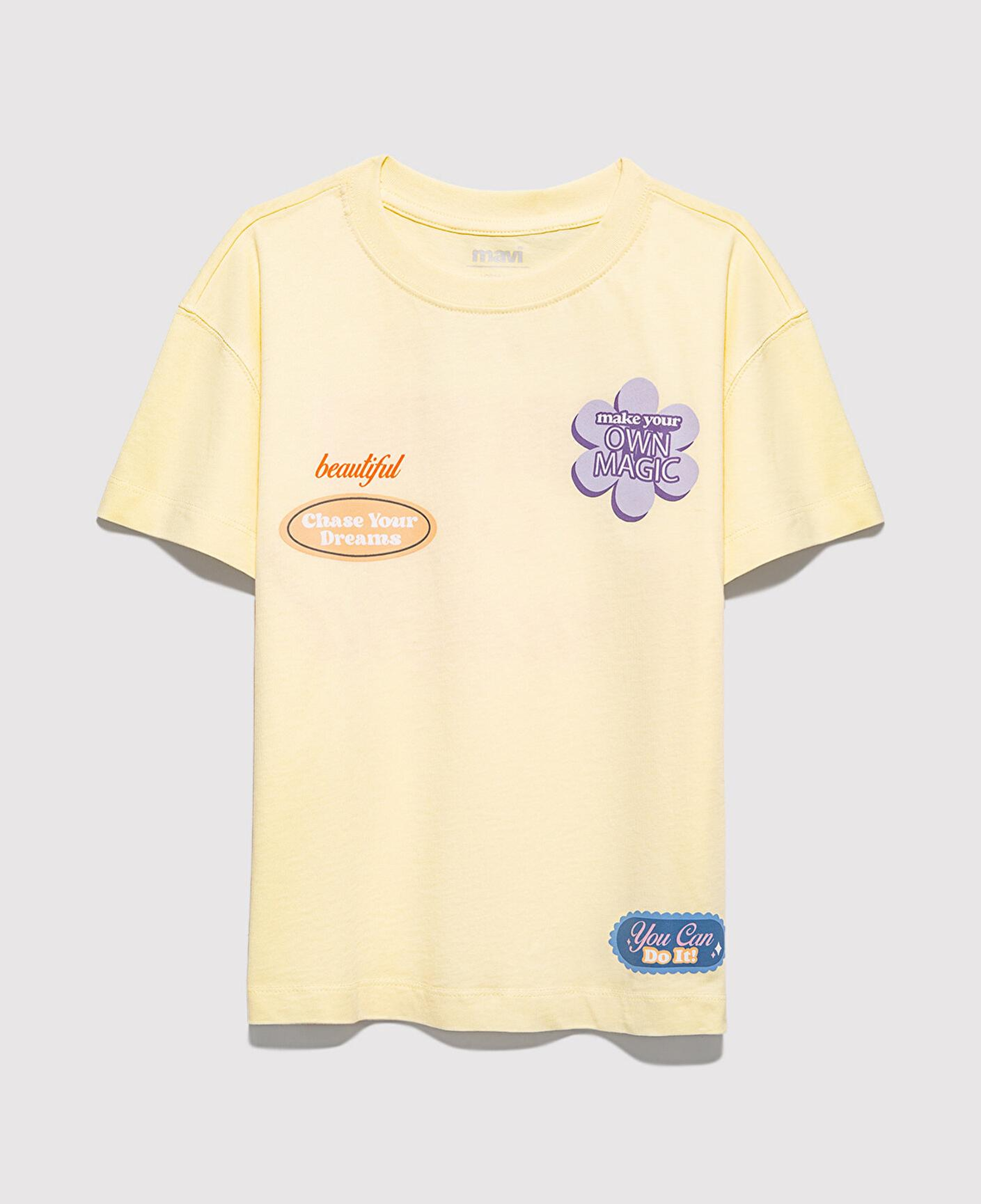 Mavi Baskılı Sarı Tişört Loose Fit / Bol Rahat Kesim 7610388-89143