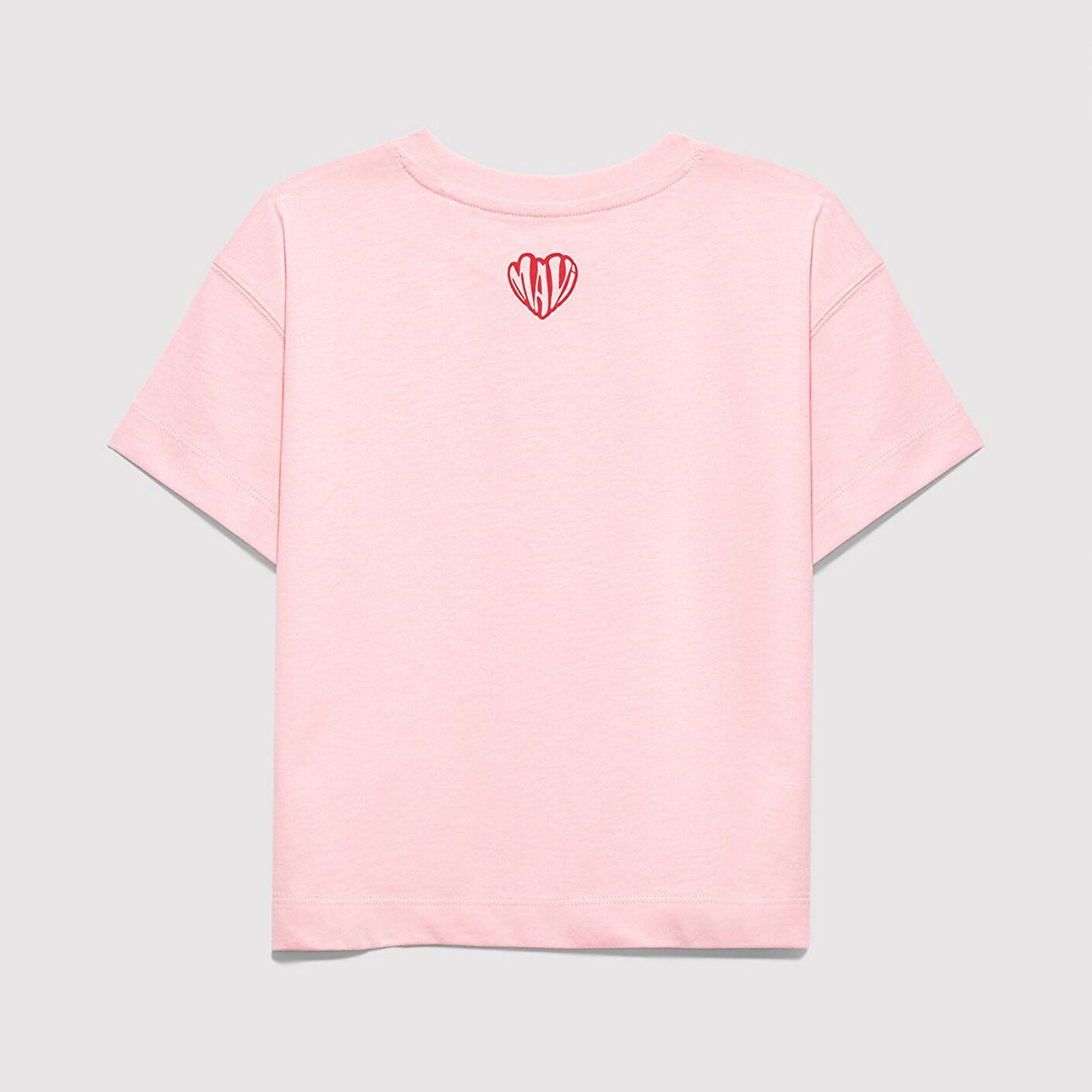 Mavi Baskılı Pembe Tişört Loose Fit / Bol Rahat Kesim 7610398-71007