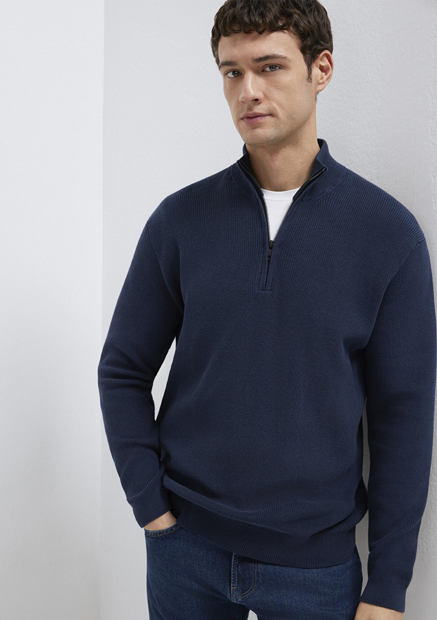 Mavi Yarı Fermuarlı Lacivert Kazak Regular Fit / Normal Kesim 0710396-70490