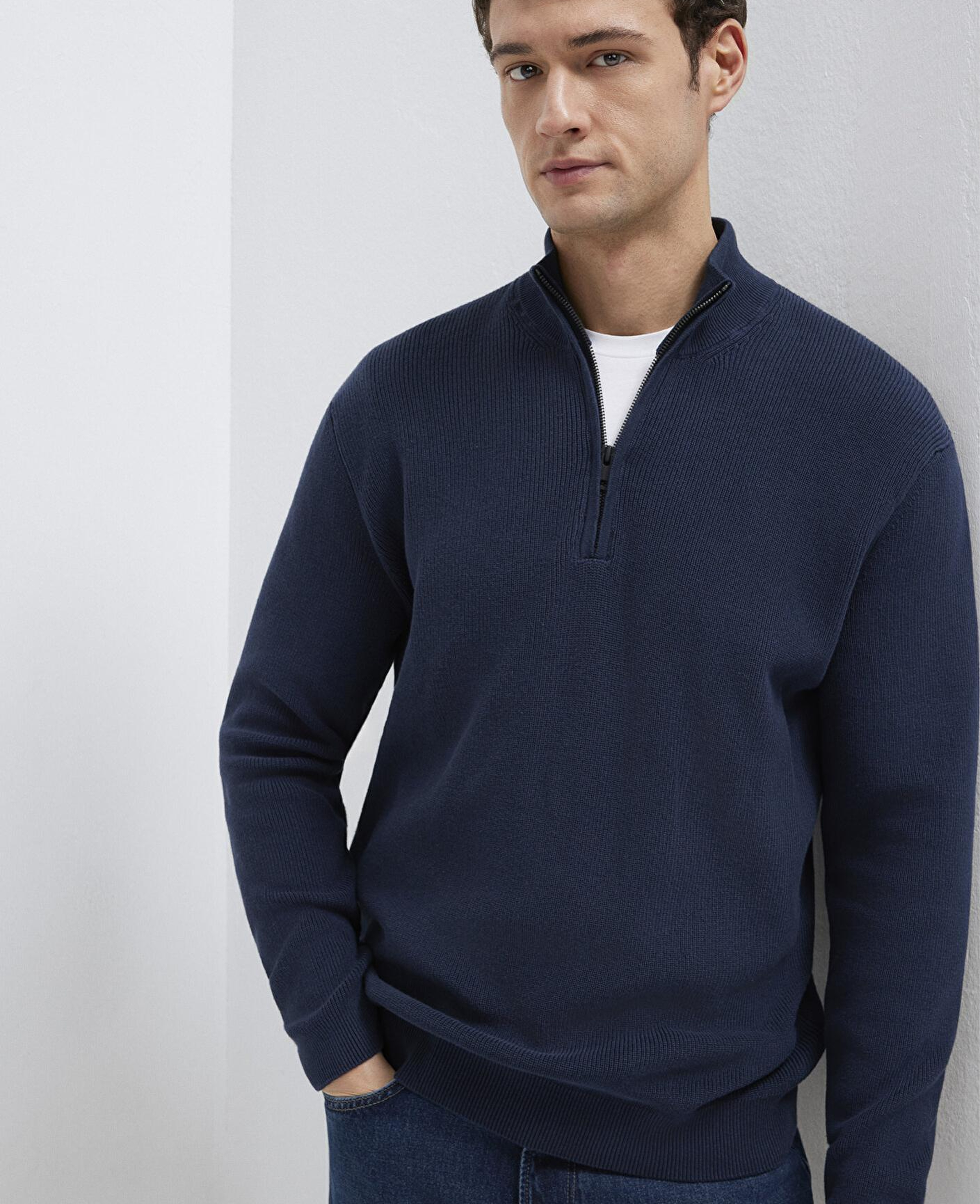 Mavi Yarı Fermuarlı Lacivert Kazak Regular Fit / Normal Kesim 0710396-70490