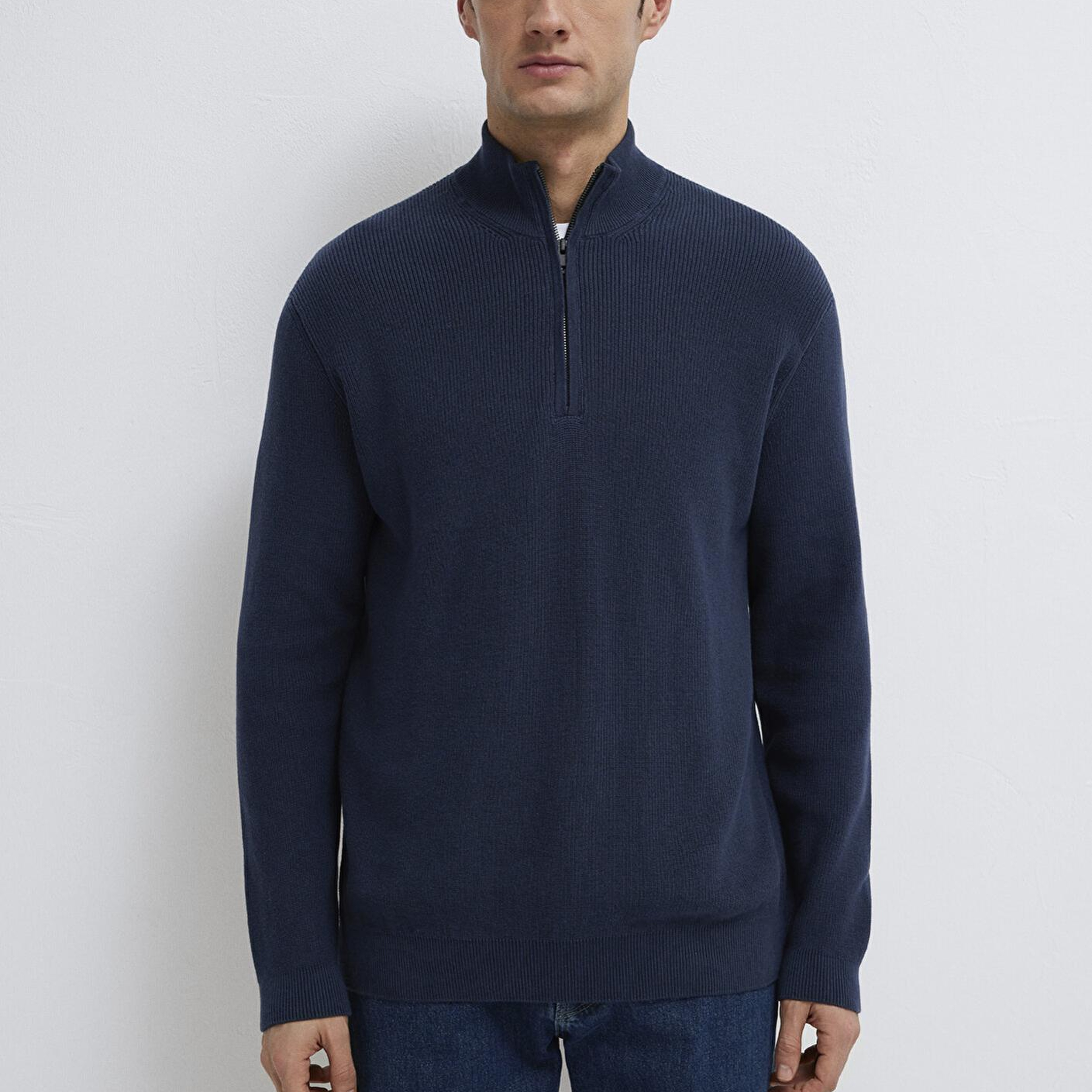 Mavi Yarı Fermuarlı Lacivert Kazak Regular Fit / Normal Kesim 0710396-70490