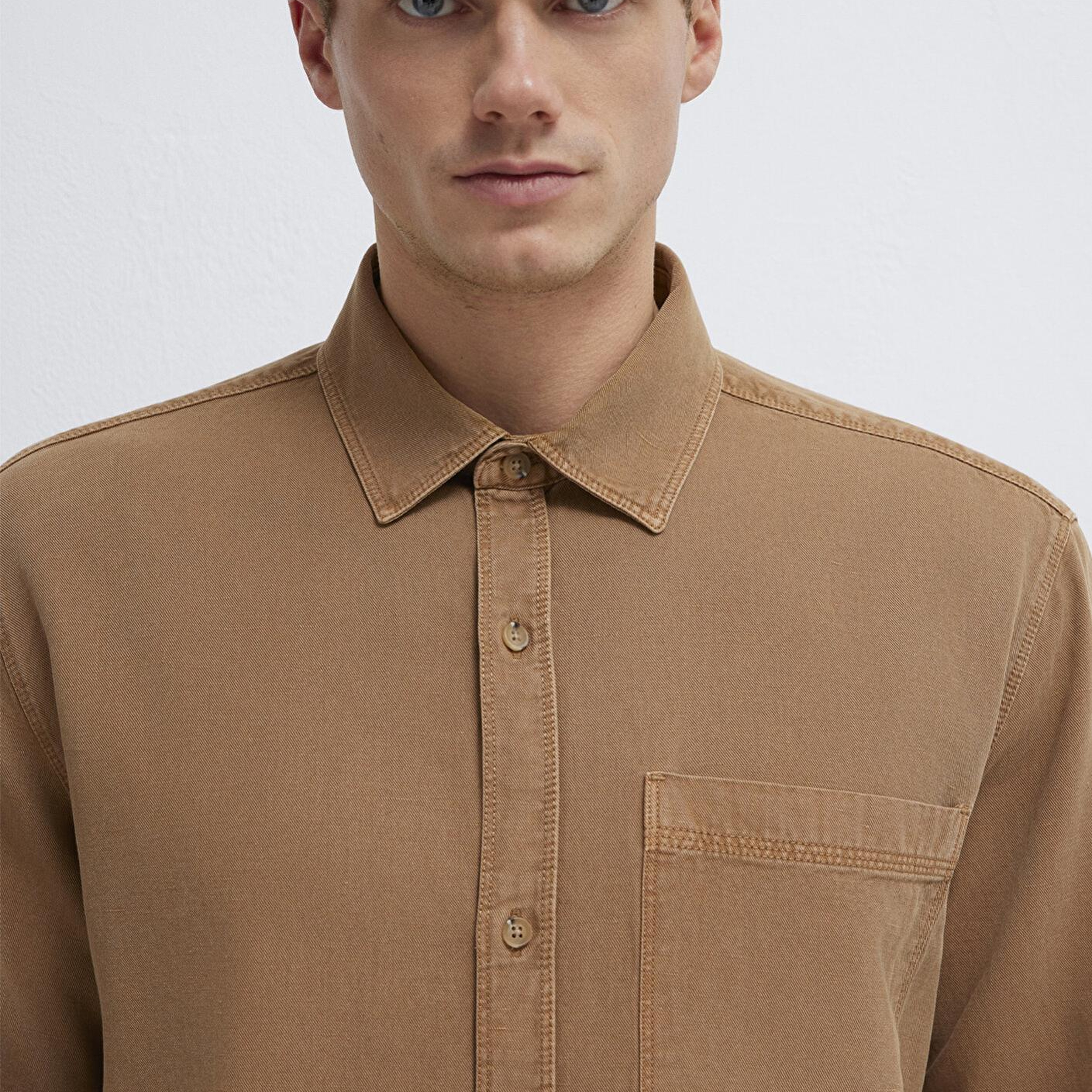 Mavi Cepli Kahverengi Gömlek Regular Fit / Normal Kesim 0211827-88616