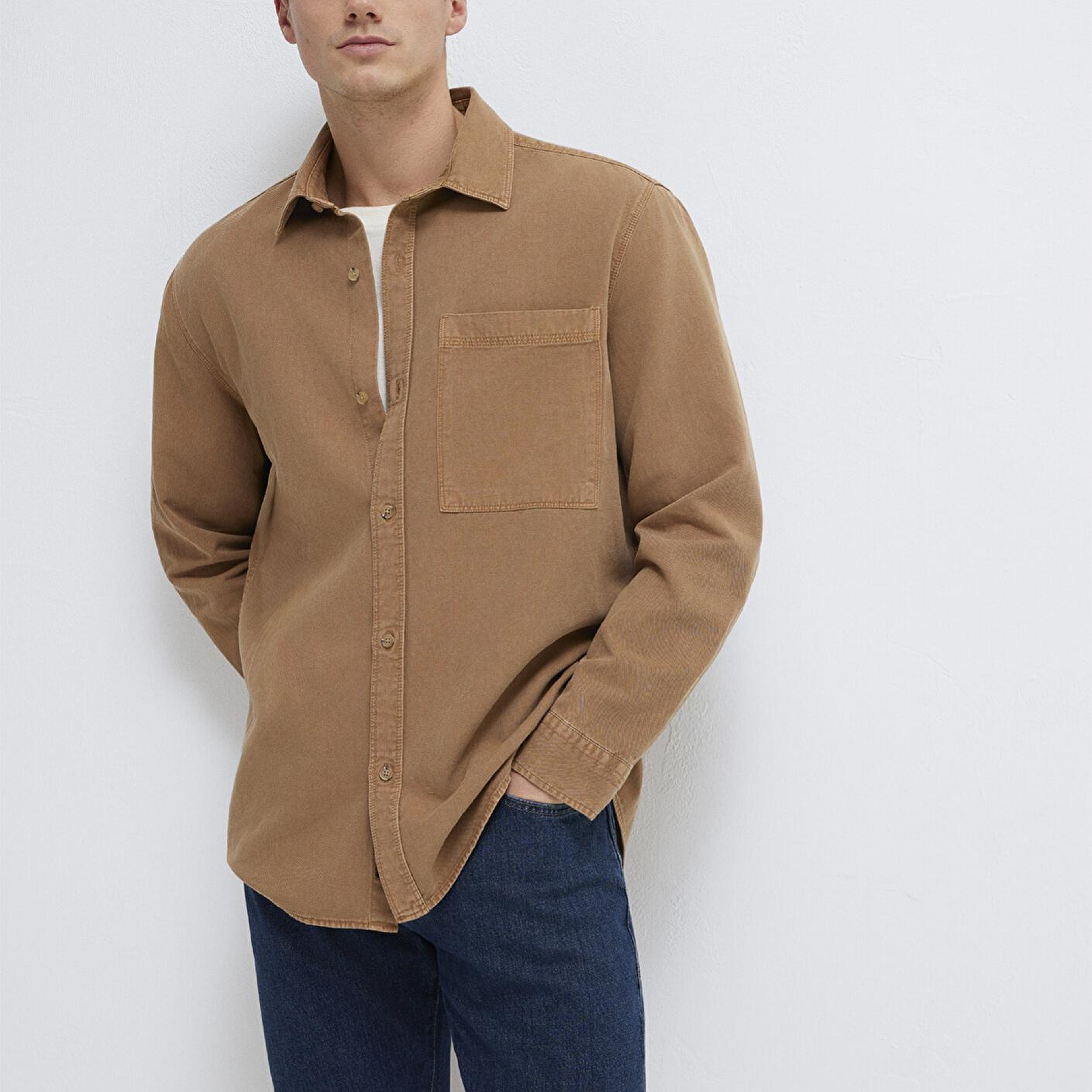 Mavi Cepli Kahverengi Gömlek Regular Fit / Normal Kesim 0211827-88616