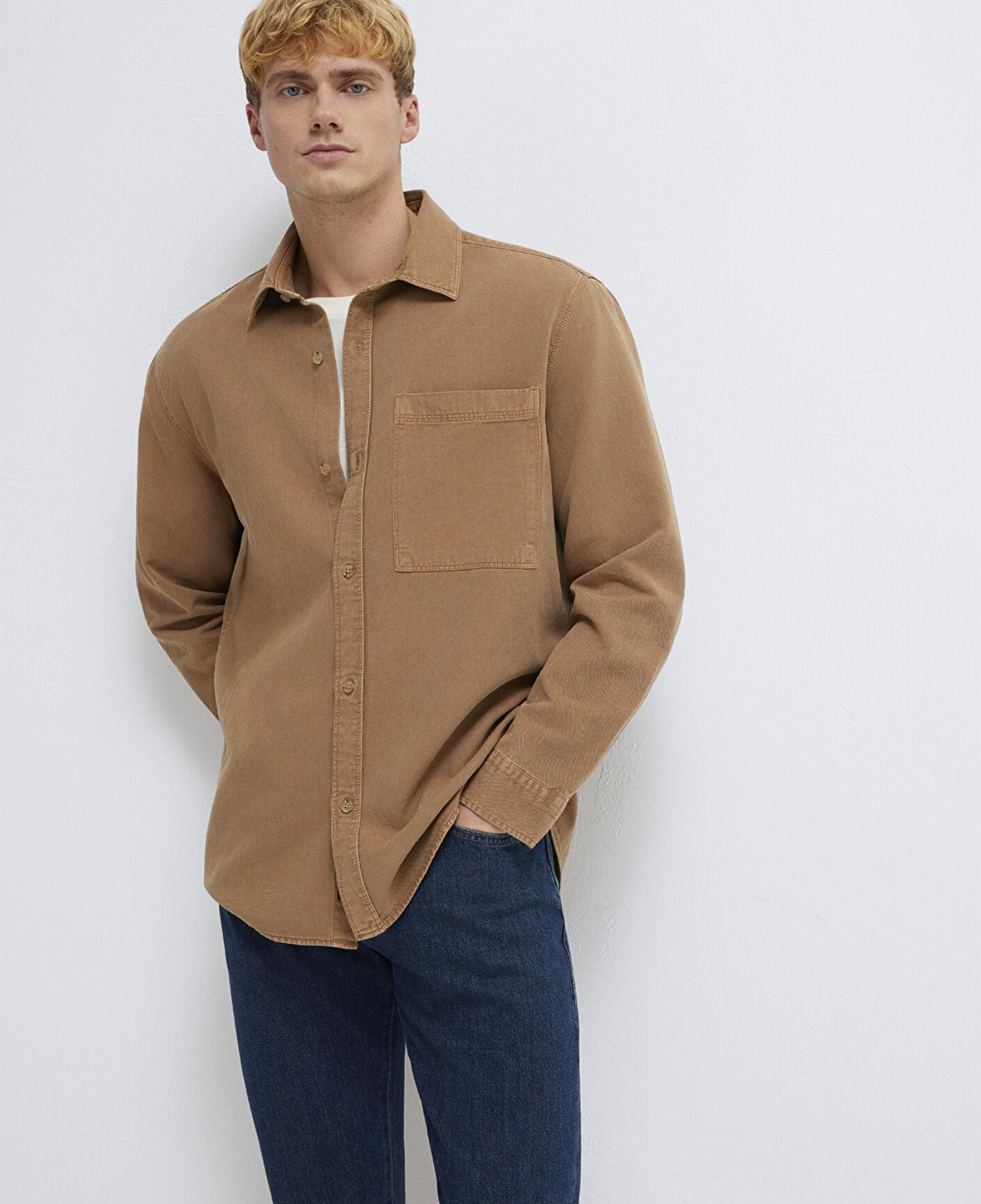 Mavi Cepli Kahverengi Gömlek Regular Fit / Normal Kesim 0211827-88616