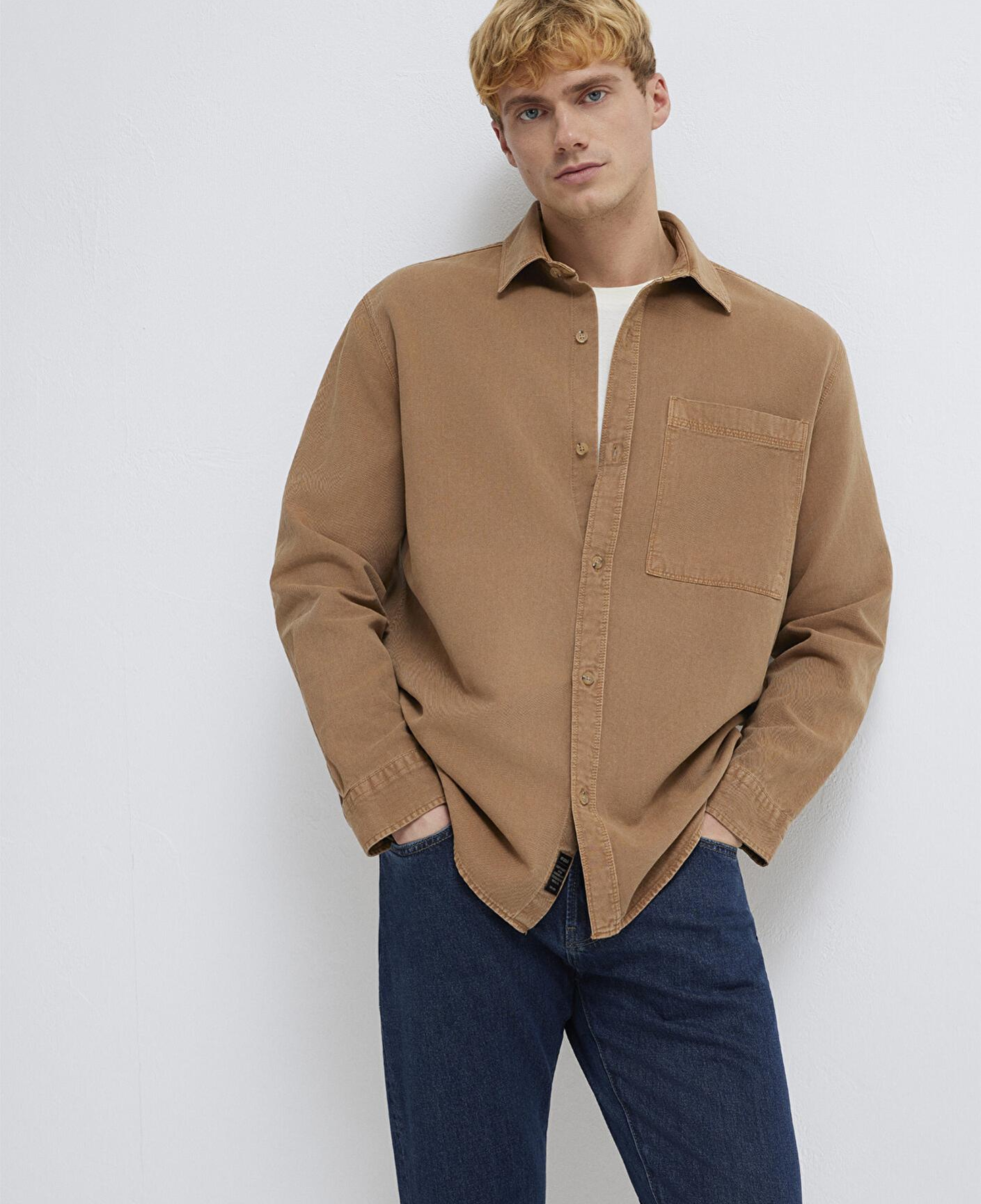 Mavi Cepli Kahverengi Gömlek Regular Fit / Normal Kesim 0211827-88616