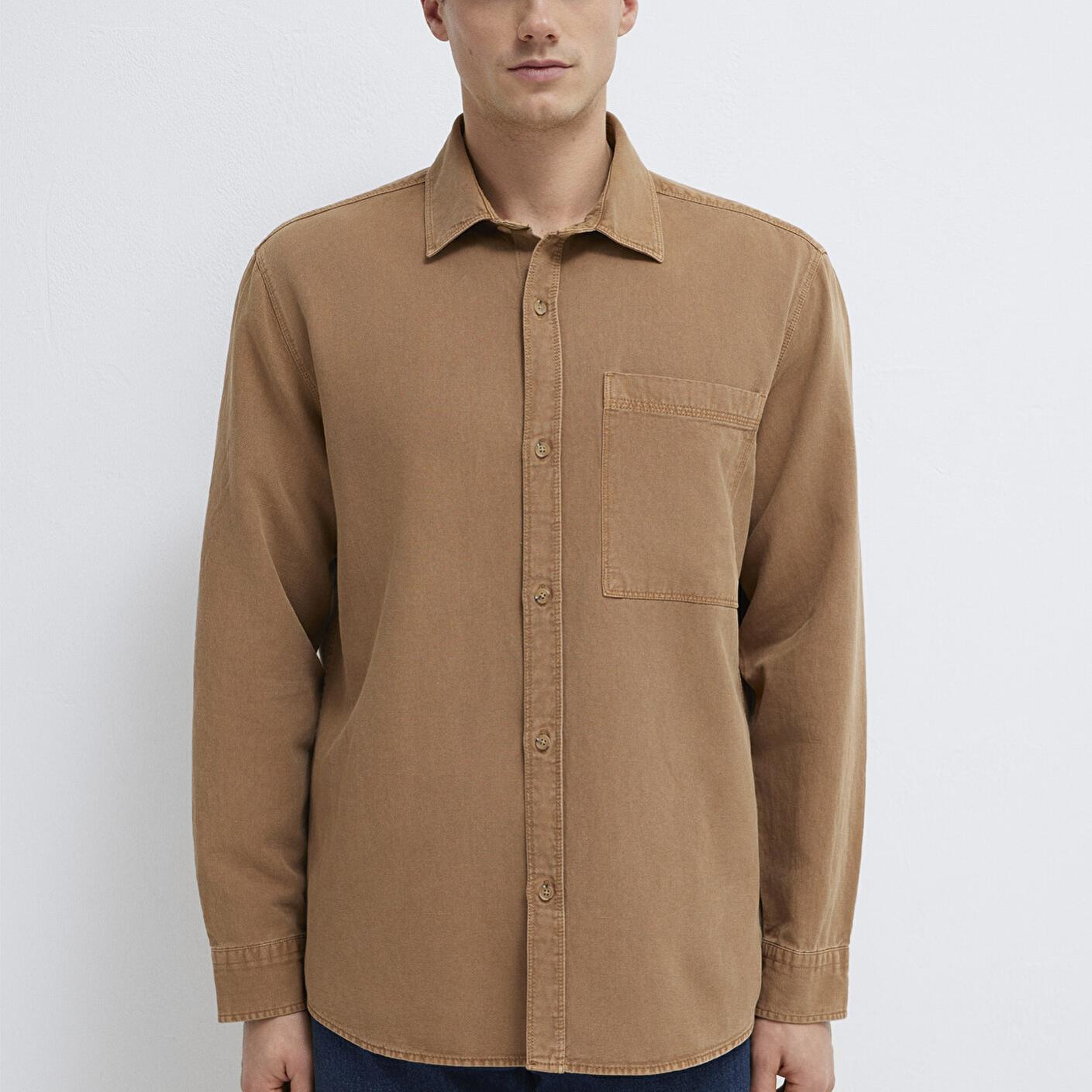 Mavi Cepli Kahverengi Gömlek Regular Fit / Normal Kesim 0211827-88616