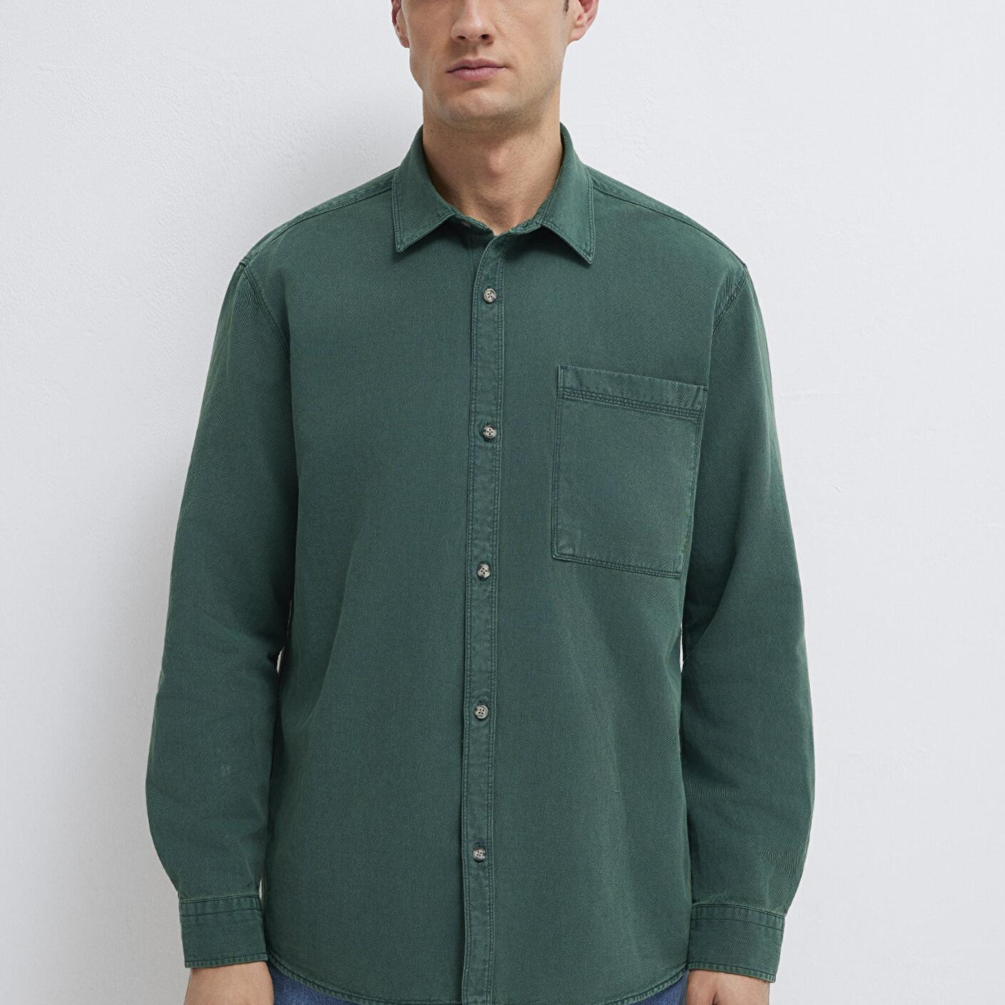 Mavi Cepli Yeşil Gömlek Regular Fit / Normal Kesim 0211827-71930
