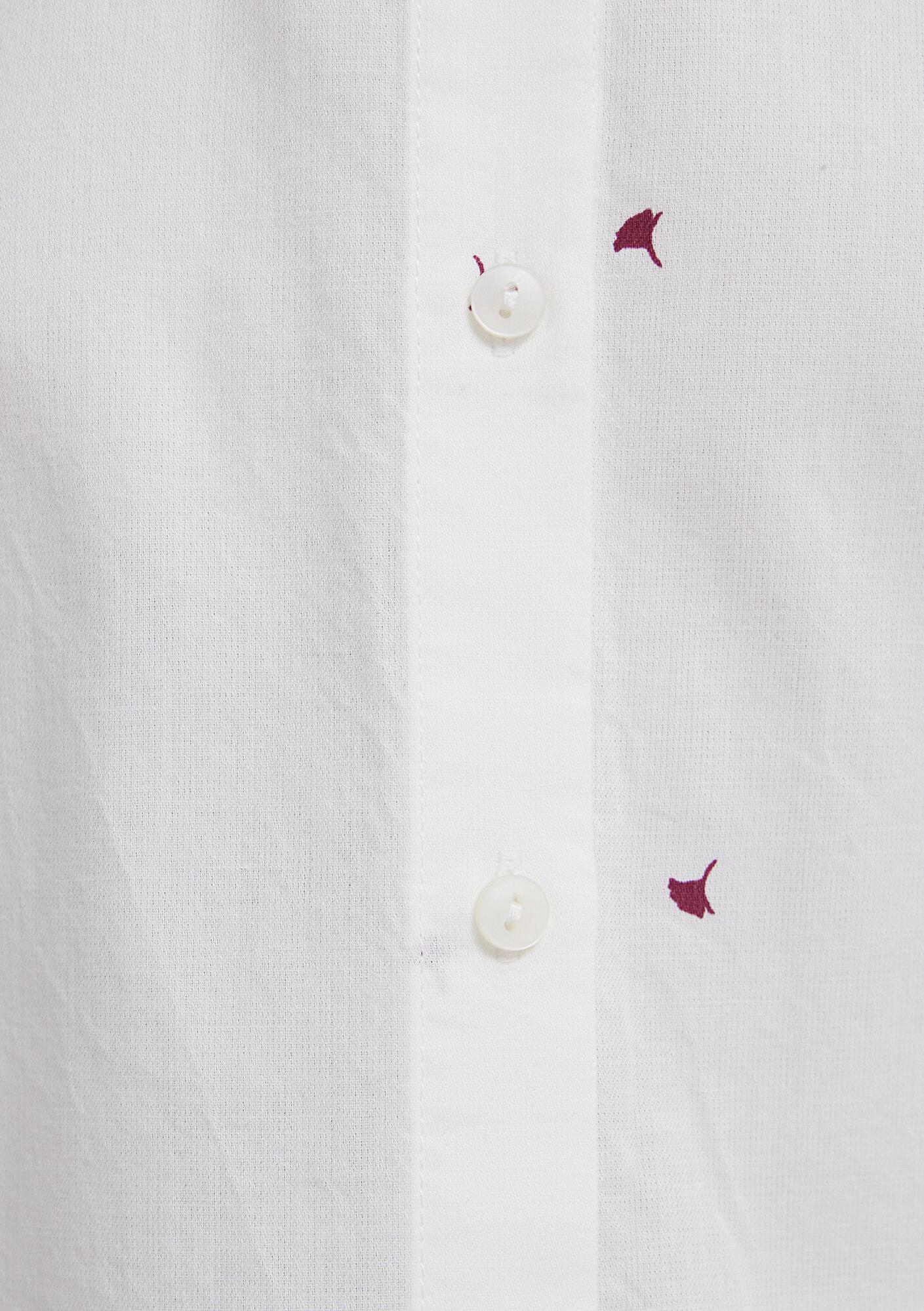 Mavi Çiçek Baskılı Ekru Gömlek Loose Fit / Bol Rahat Kesim 1210610-91381