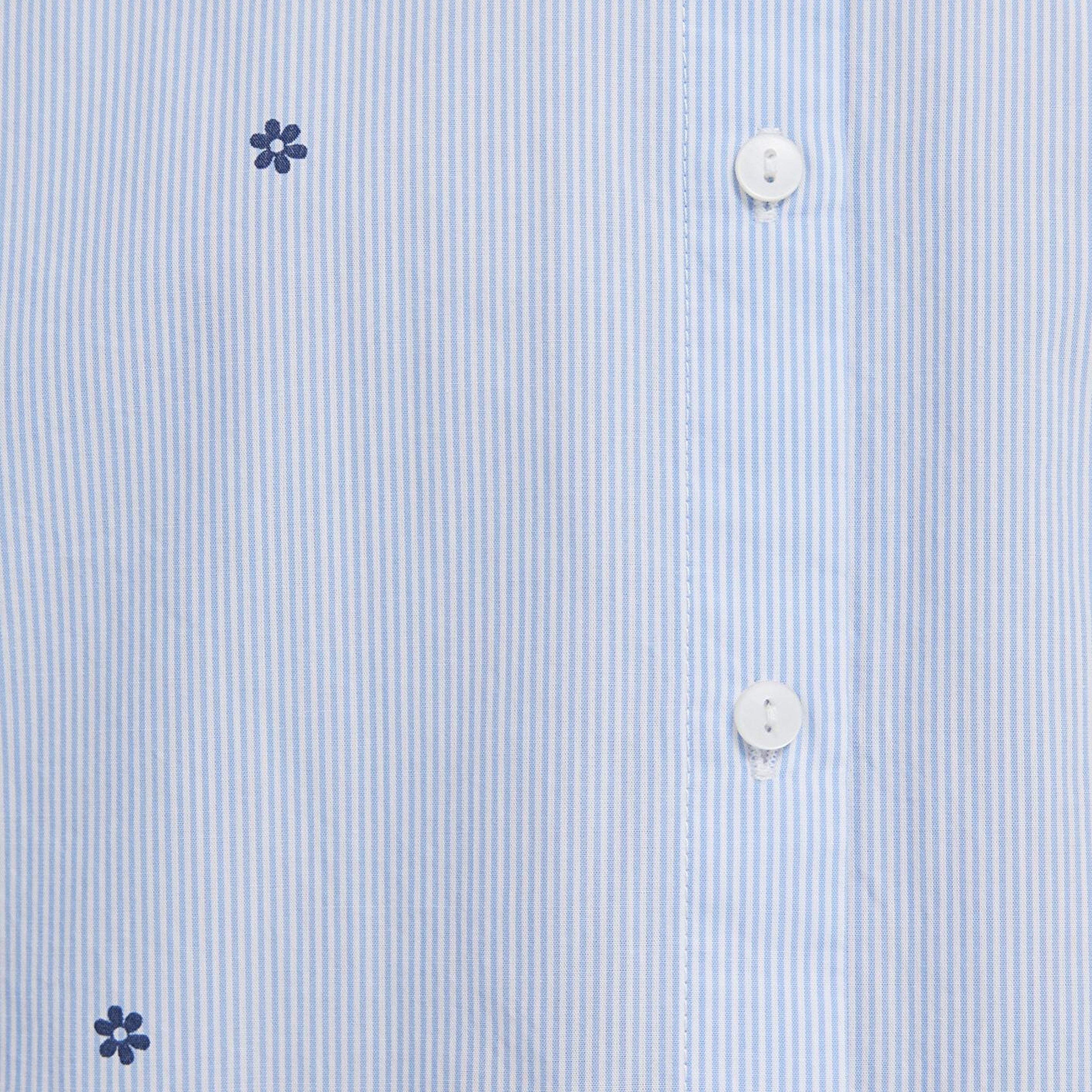 Mavi Çiçek Baskılı Mavi Gömlek Loose Fit / Bol Rahat Kesim 1210610-91382