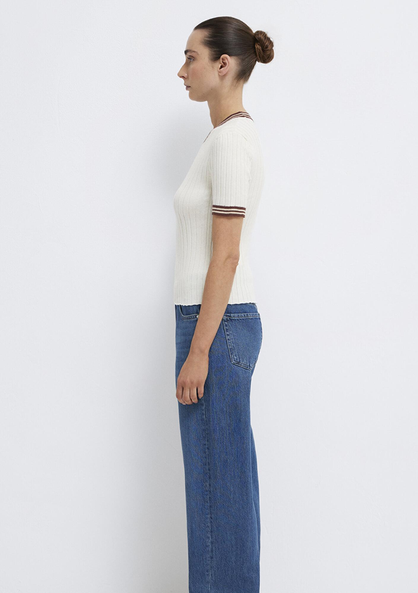 Mavi Ekru Triko Fitted / Vücuda Oturan Kesim 1710843-70048