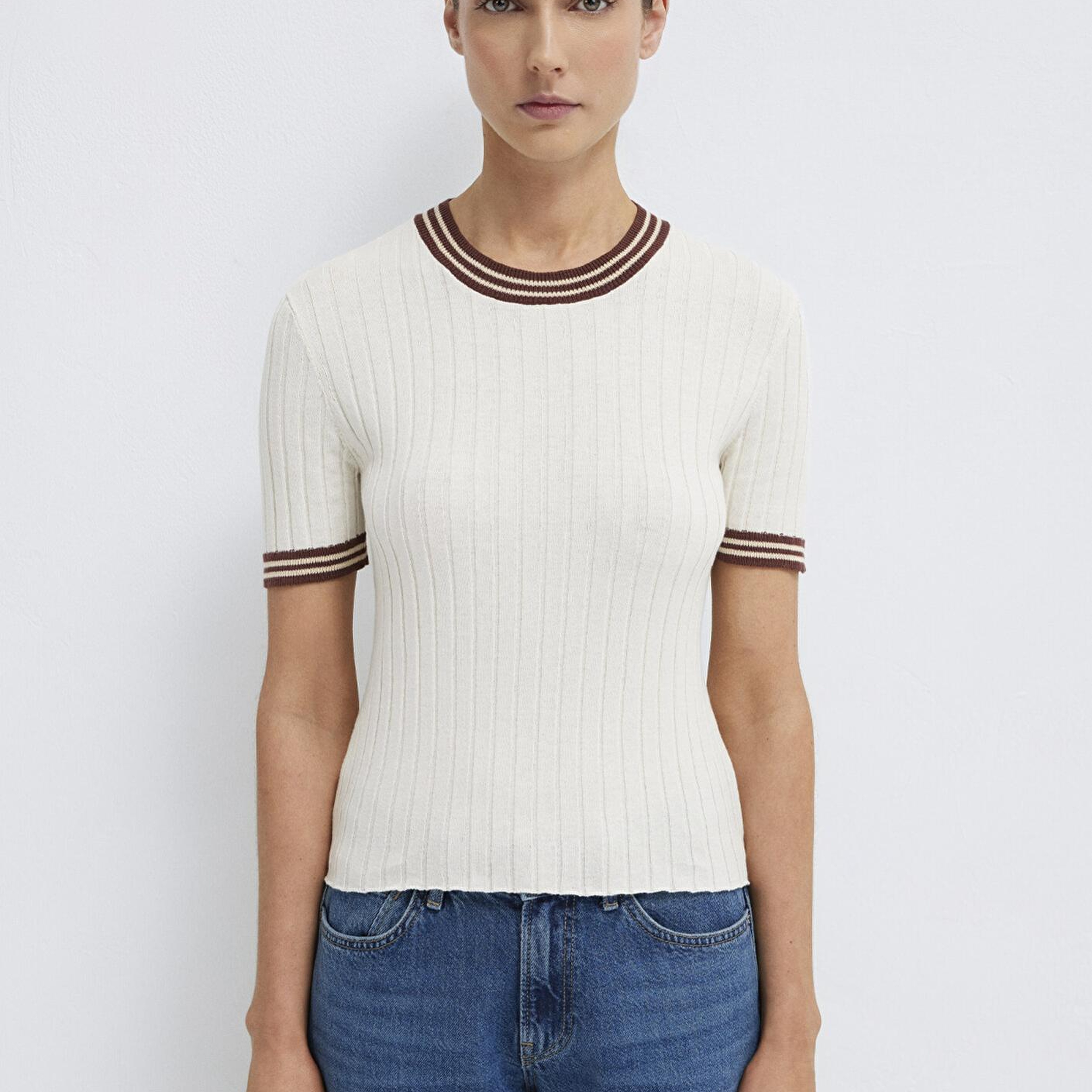 Mavi Ekru Triko Fitted / Vücuda Oturan Kesim 1710843-70048