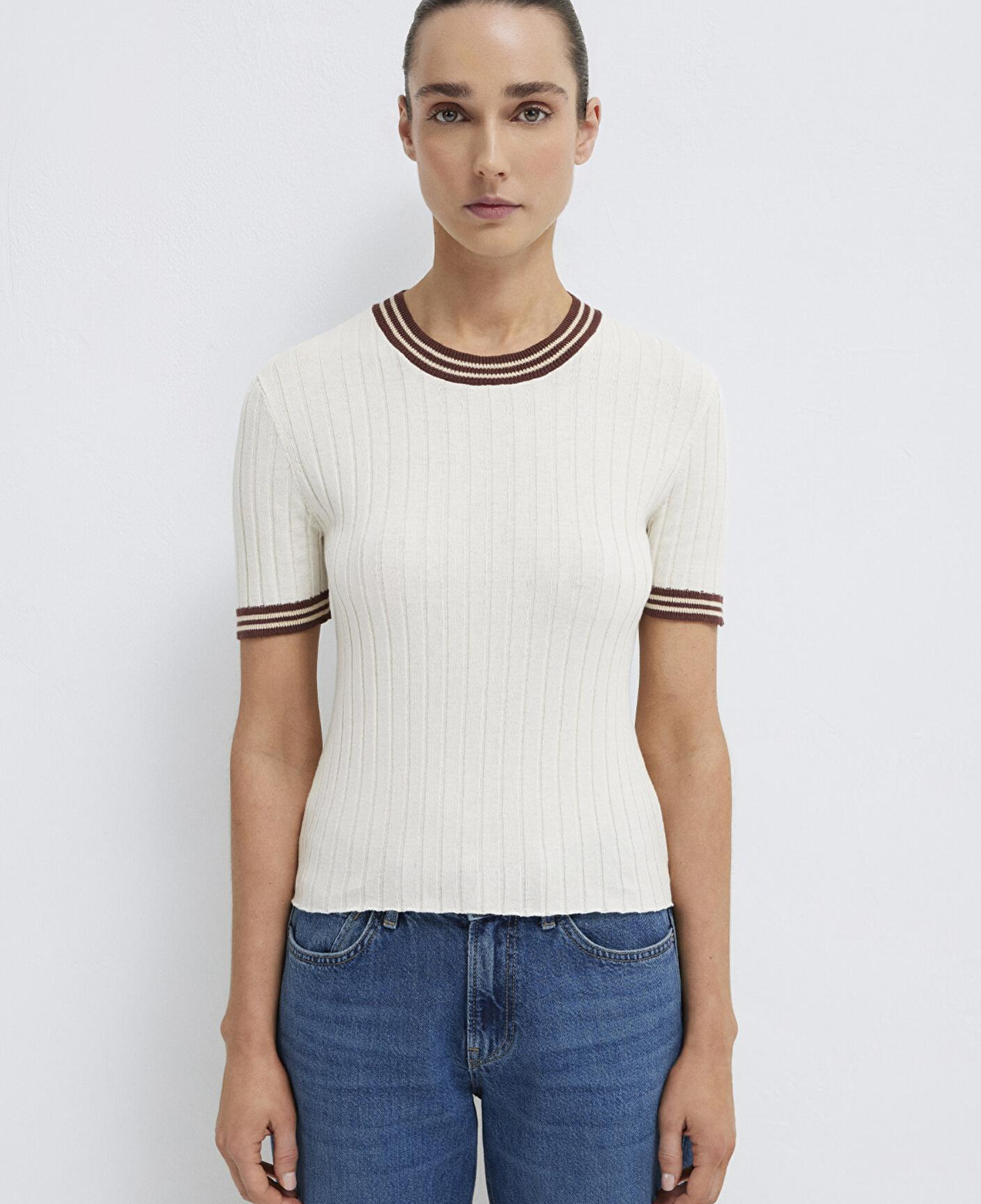 Mavi Ekru Triko Fitted / Vücuda Oturan Kesim 1710843-70048