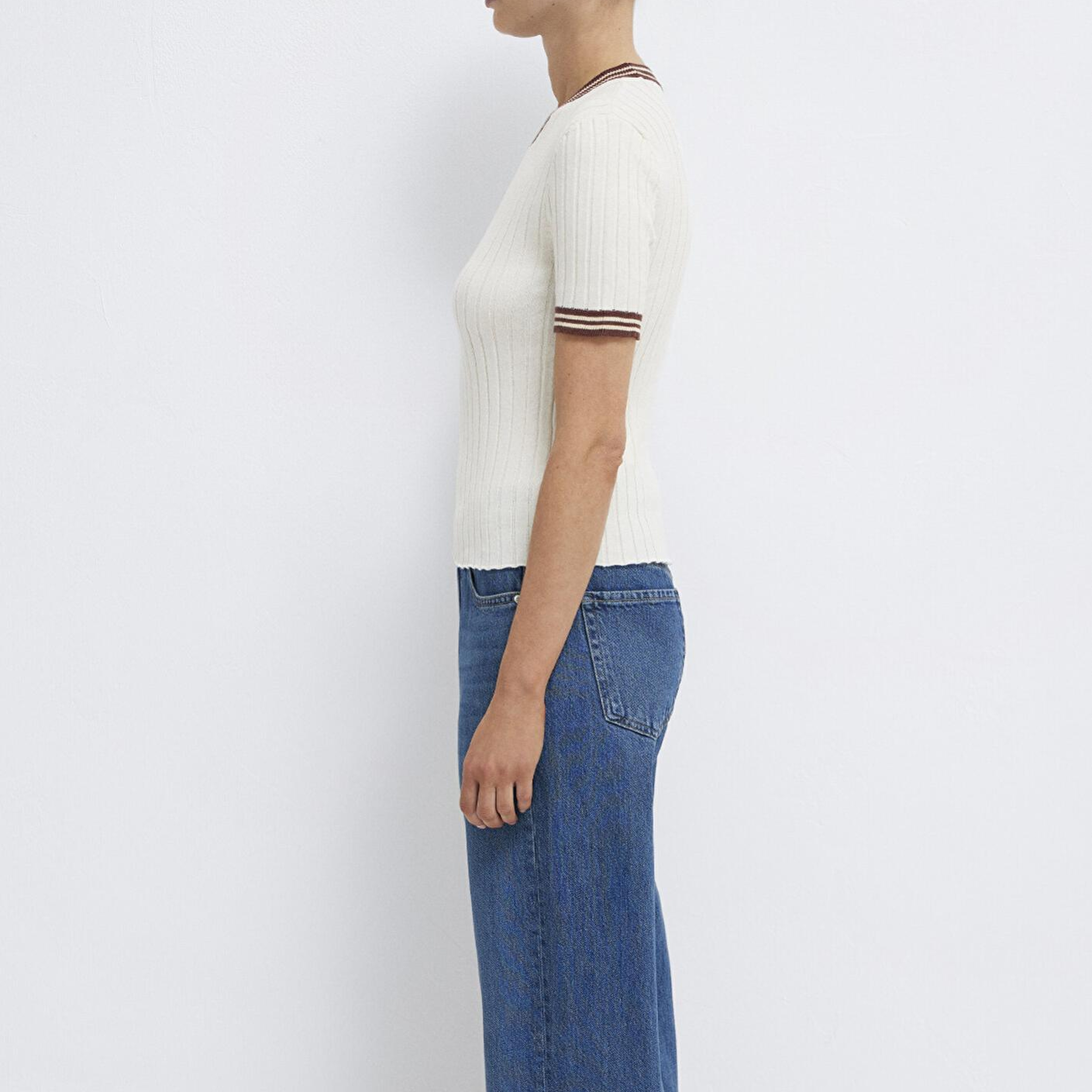 Mavi Ekru Triko Fitted / Vücuda Oturan Kesim 1710843-70048