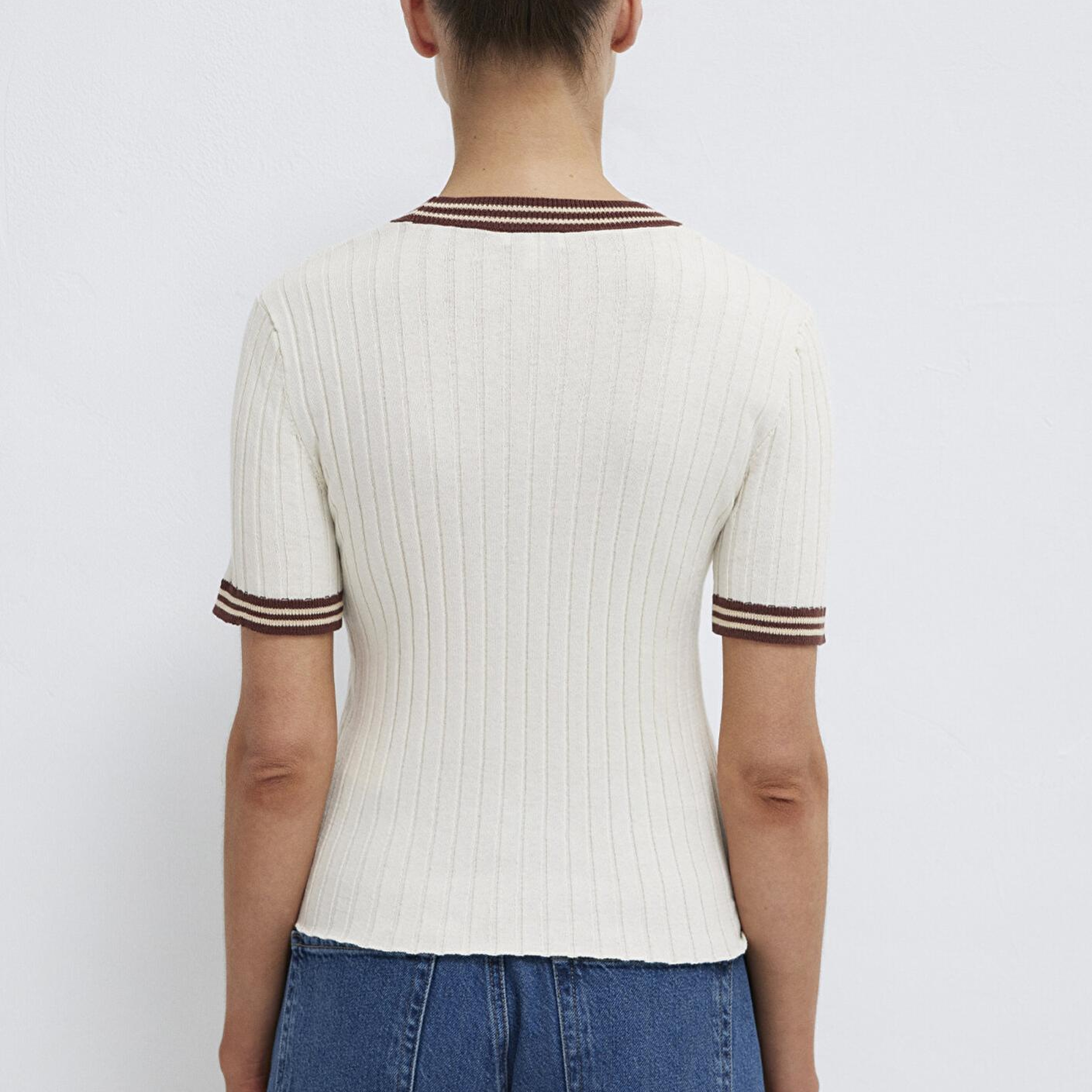 Mavi Ekru Triko Fitted / Vücuda Oturan Kesim 1710843-70048