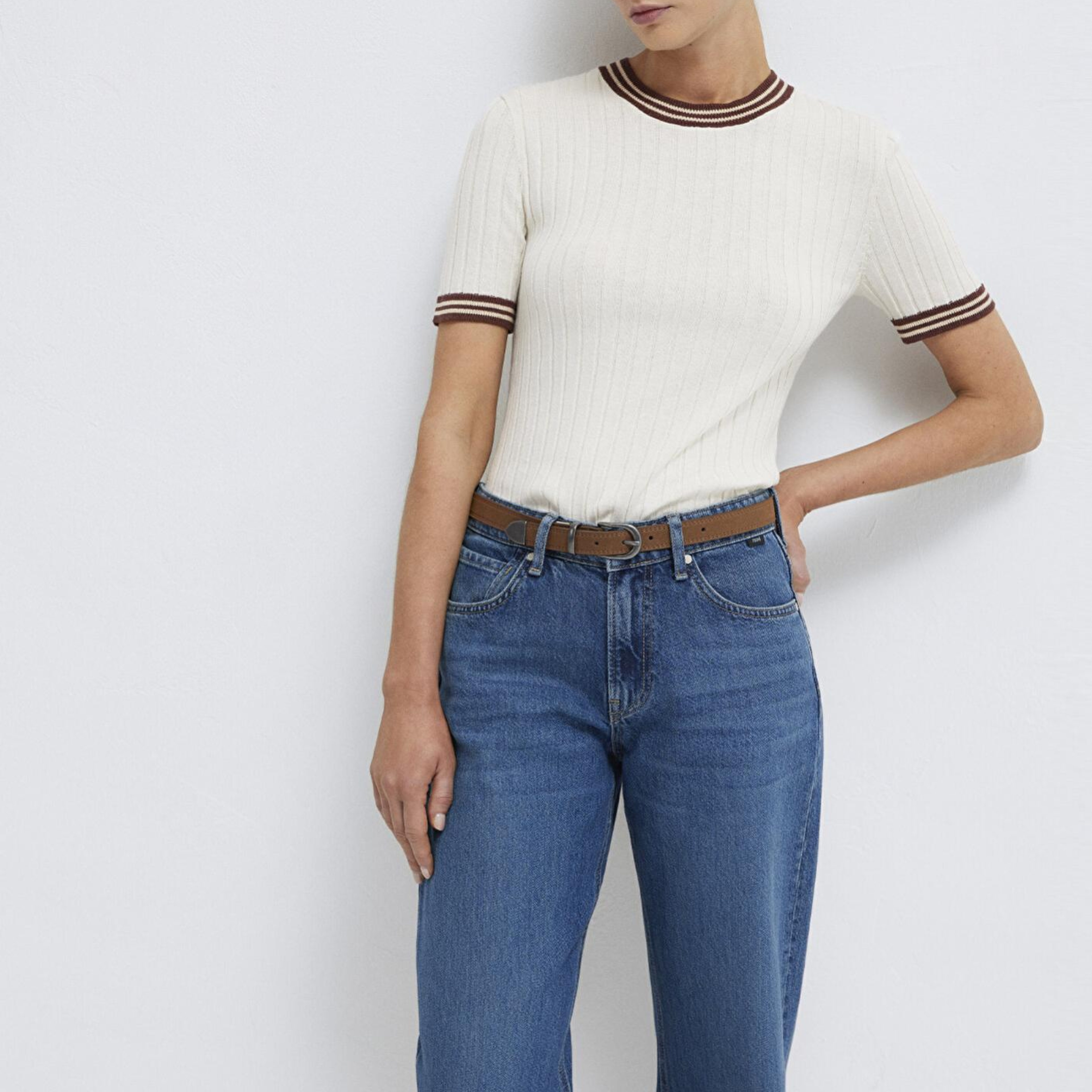 Mavi Ekru Triko Fitted / Vücuda Oturan Kesim 1710843-70048