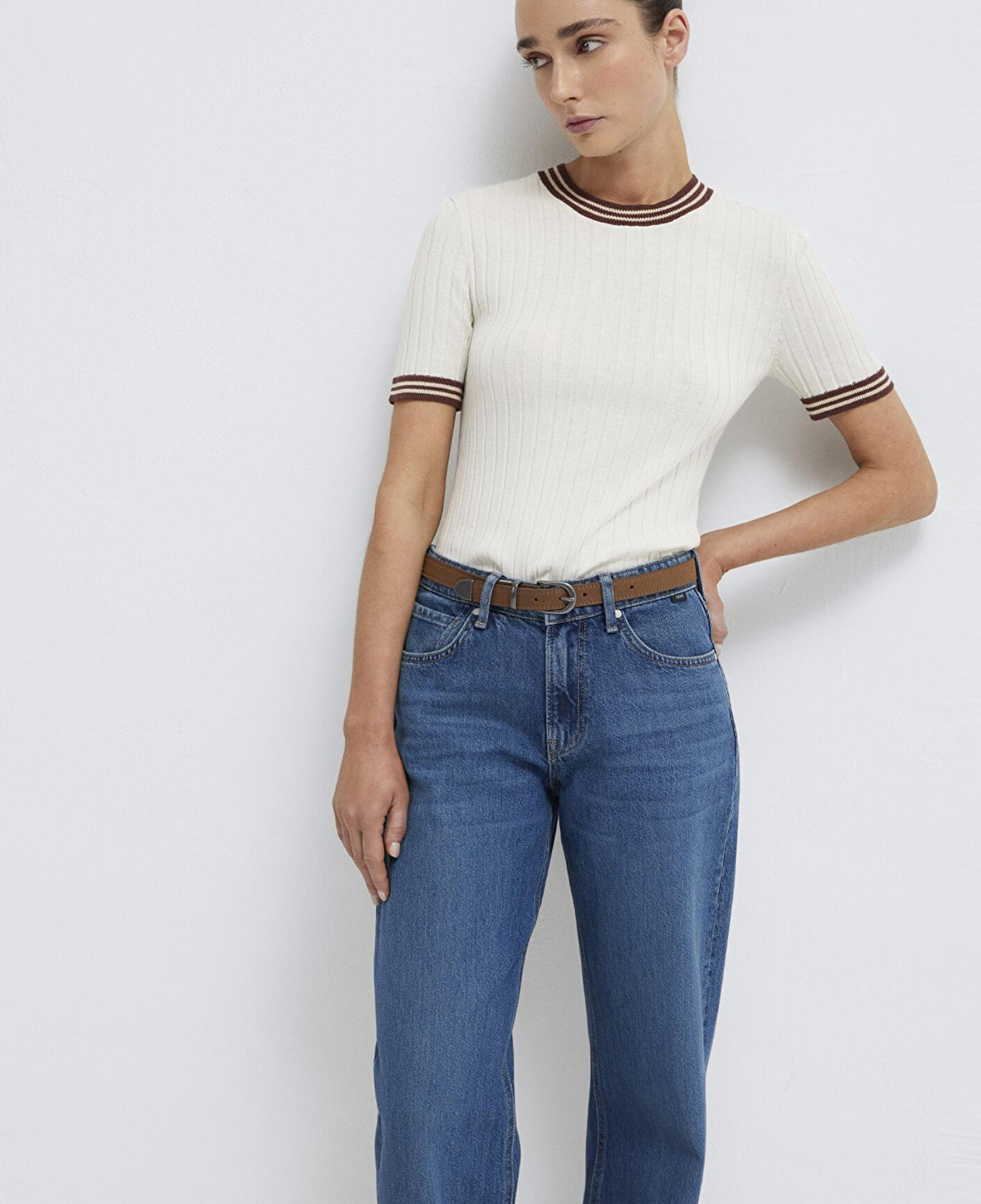 Mavi Ekru Triko Fitted / Vücuda Oturan Kesim 1710843-70048