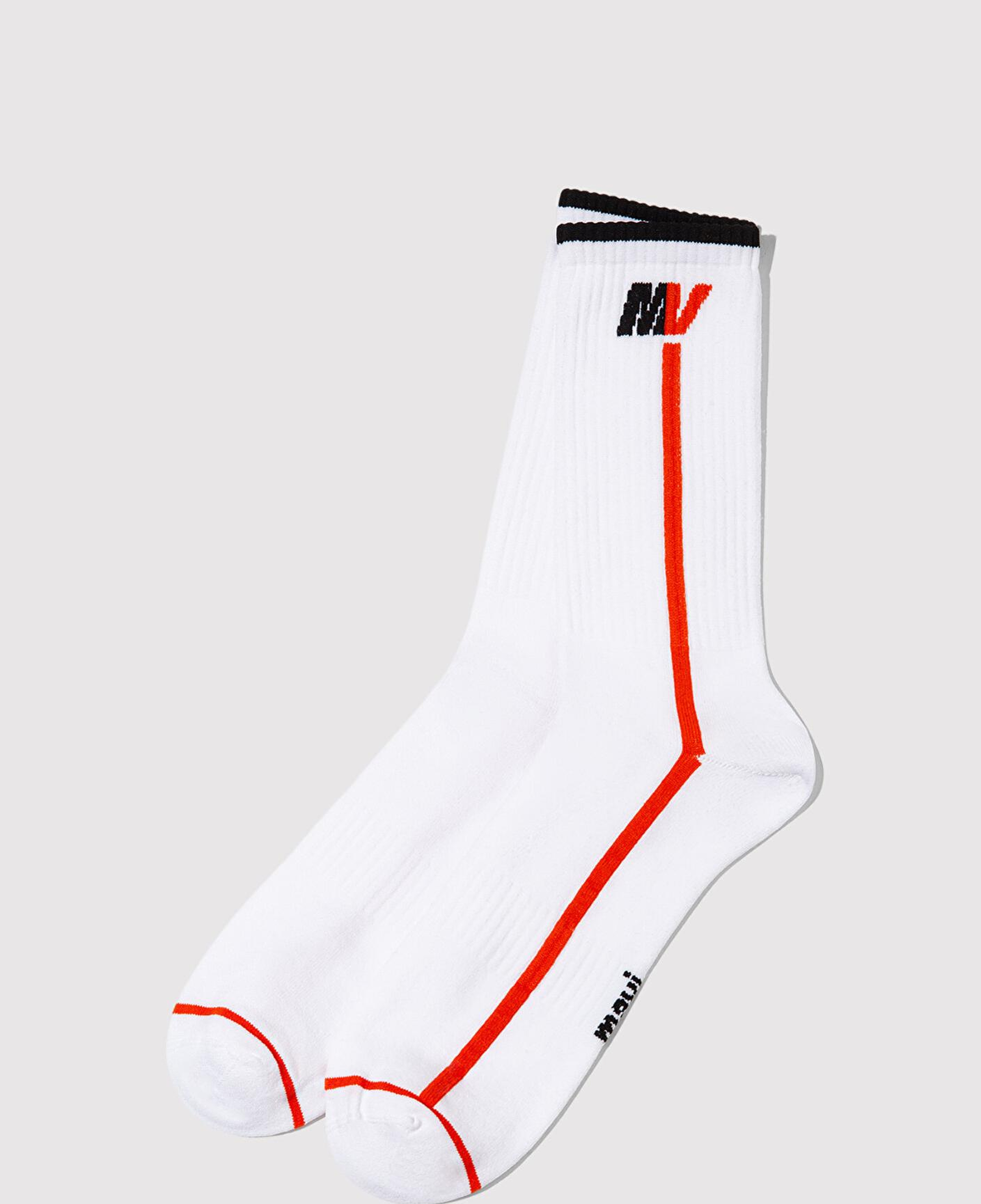 Mavi MV Baskılı Beyaz Soket Çorap 0911746-602
