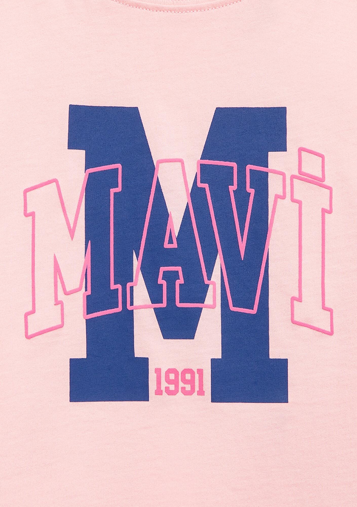 Mavi M Logo Baskılı Pembe Tişört Loose Fit / Bol Rahat Kesim 7610390-71007