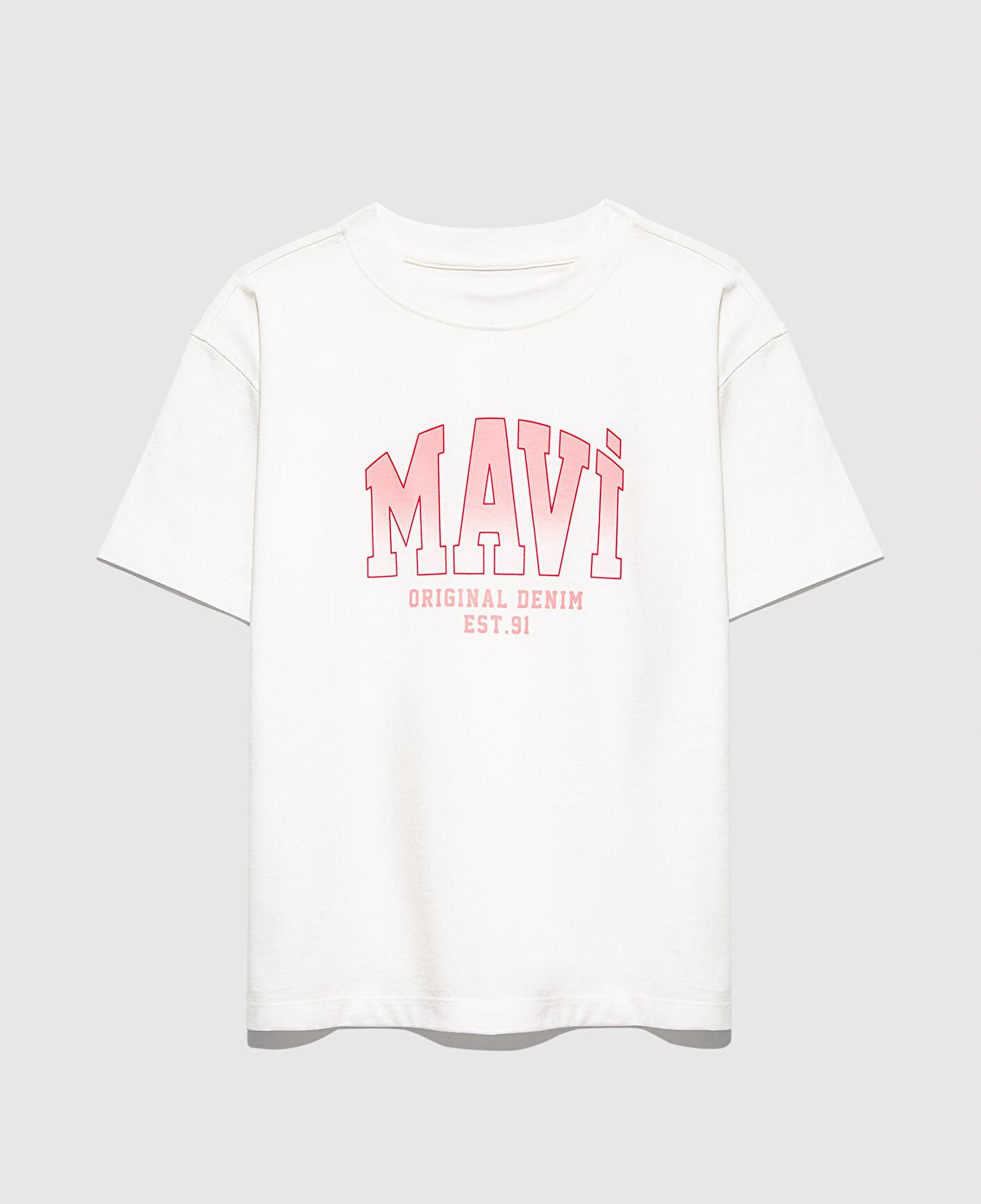 Mavi Mavi Logo Baskılı Ekru Tişört Loose Fit / Bol Rahat Kesim 7610386-70057