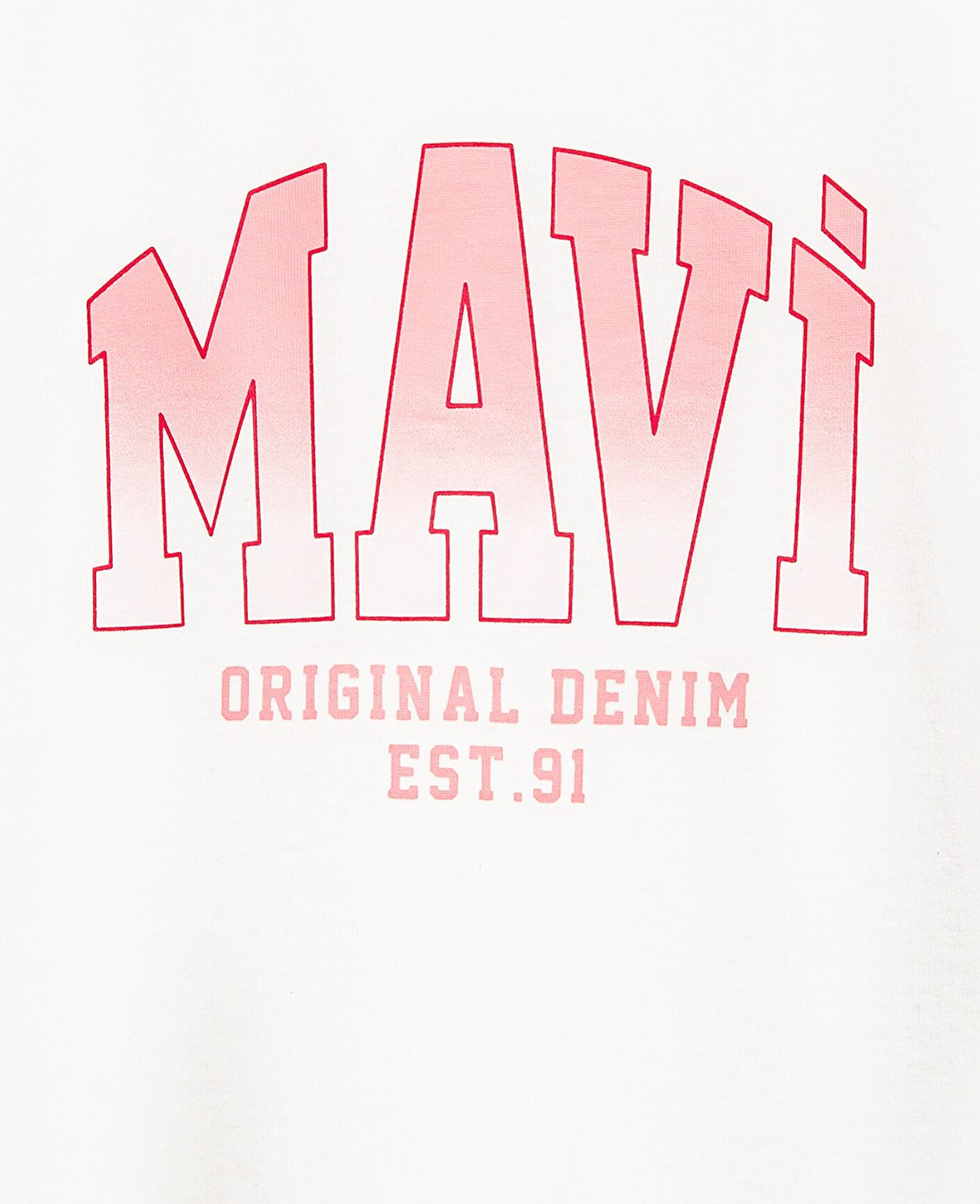 Mavi Mavi Logo Baskılı Ekru Tişört Loose Fit / Bol Rahat Kesim 7610386-70057