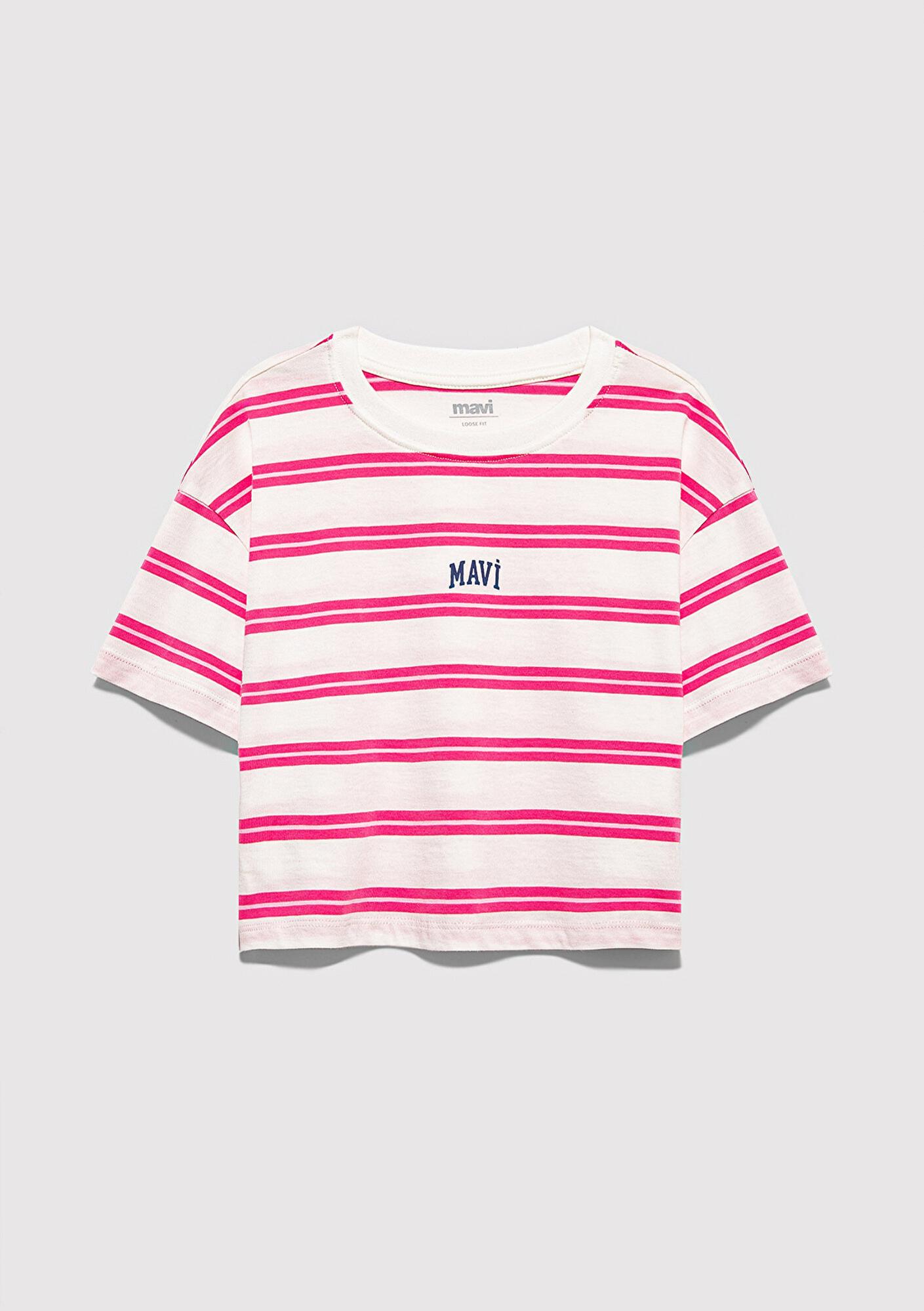 Mavi Mavi Logo Baskılı Ekru Tişört Loose Fit / Bol Rahat Kesim 7610387-91358