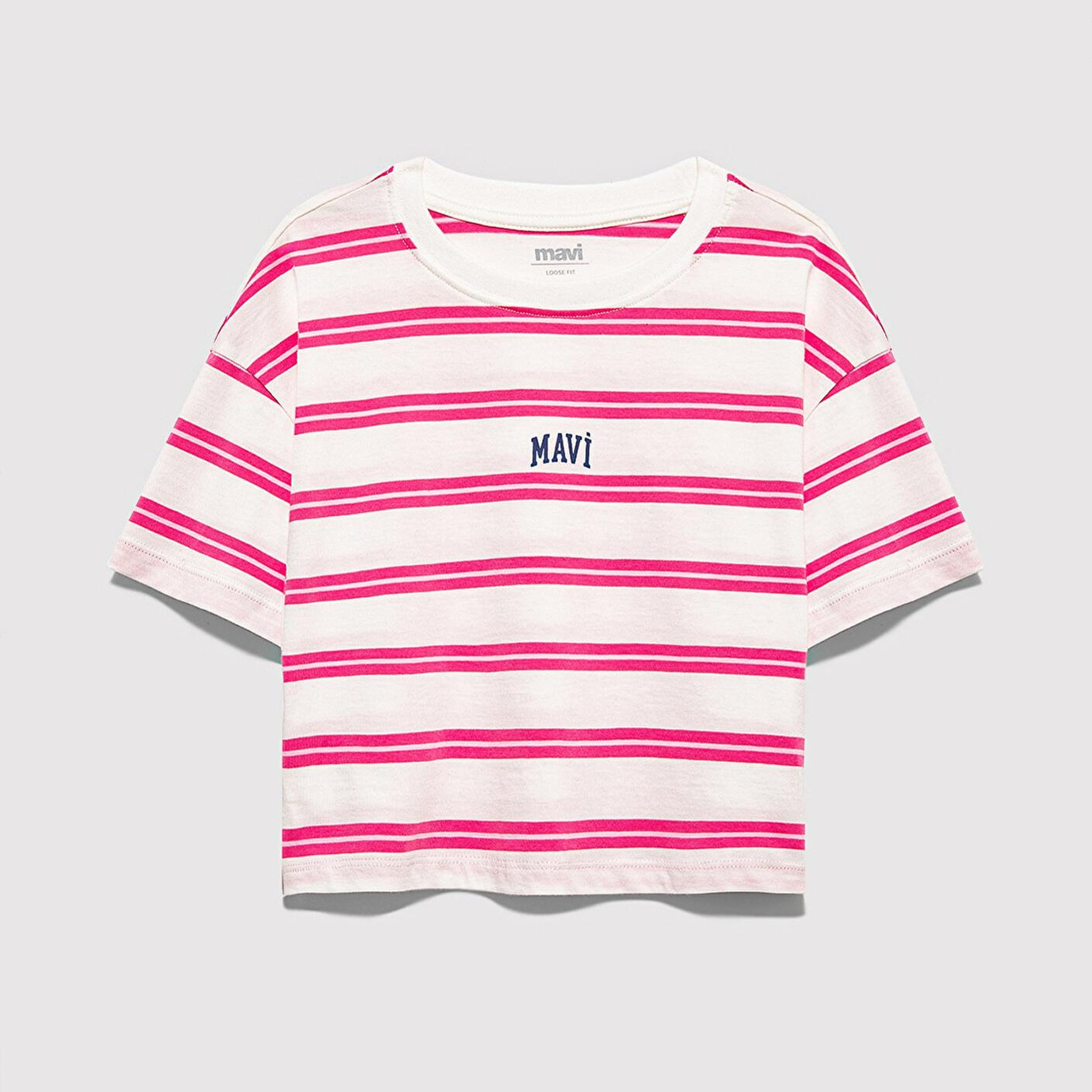 Mavi Mavi Logo Baskılı Ekru Tişört Loose Fit / Bol Rahat Kesim 7610387-91358