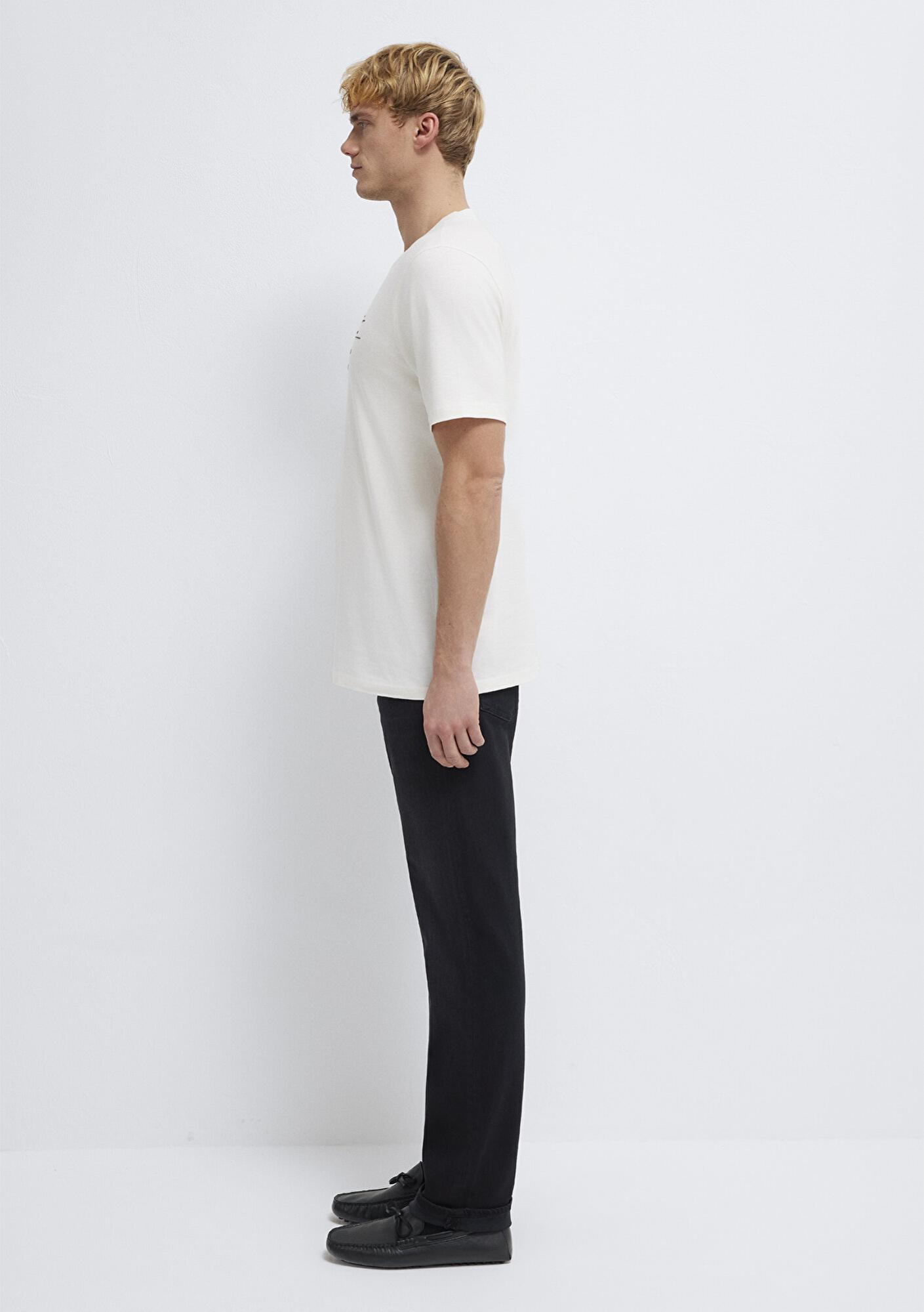 Mavi Mavi Black Ekru Tişört Regular Fit / Normal Kesim 0613131-70057