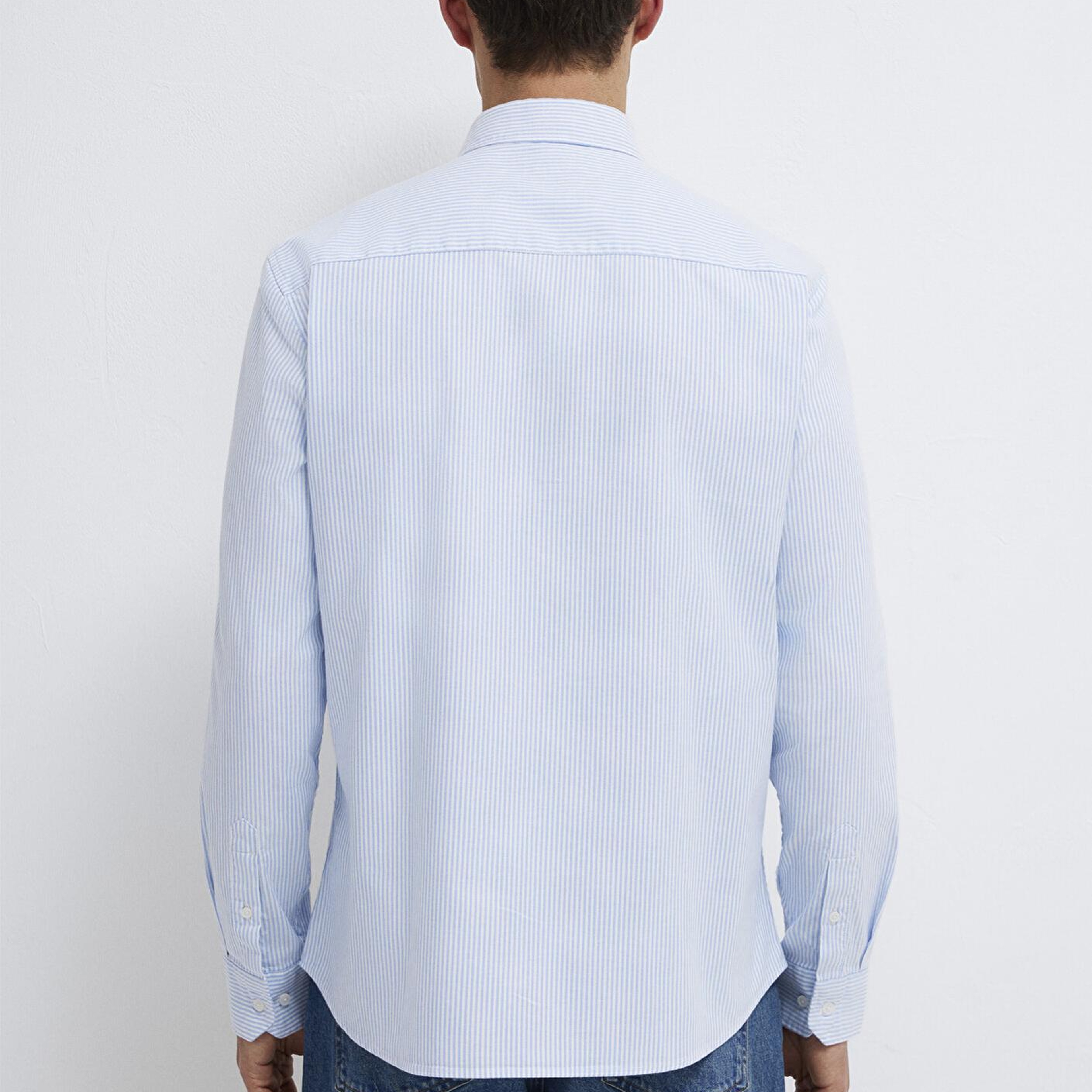 Mavi Çizgili Mavi Gömlek Slim Fit / Dar Kesim 0211916-91471