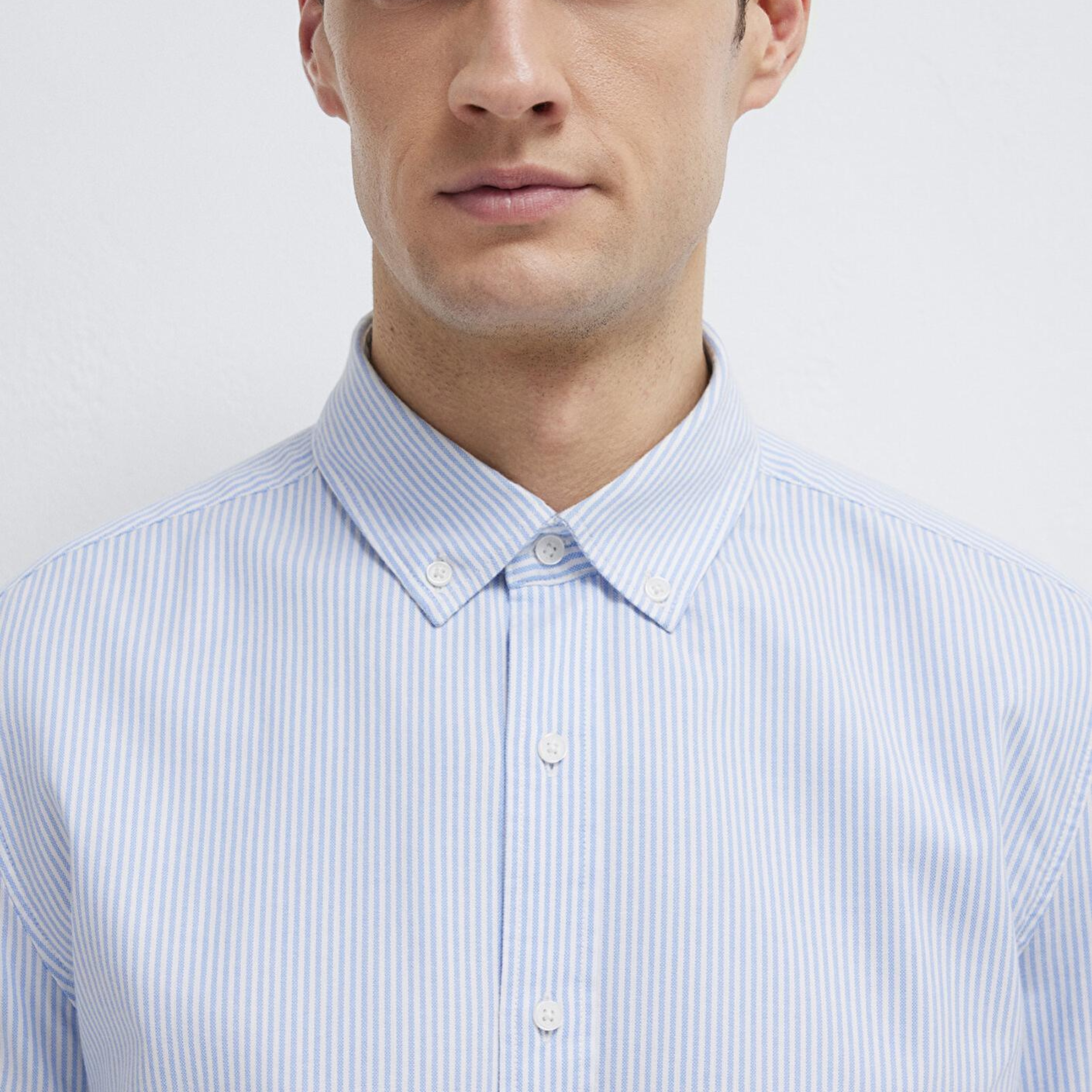 Mavi Çizgili Mavi Gömlek Slim Fit / Dar Kesim 0211916-91471