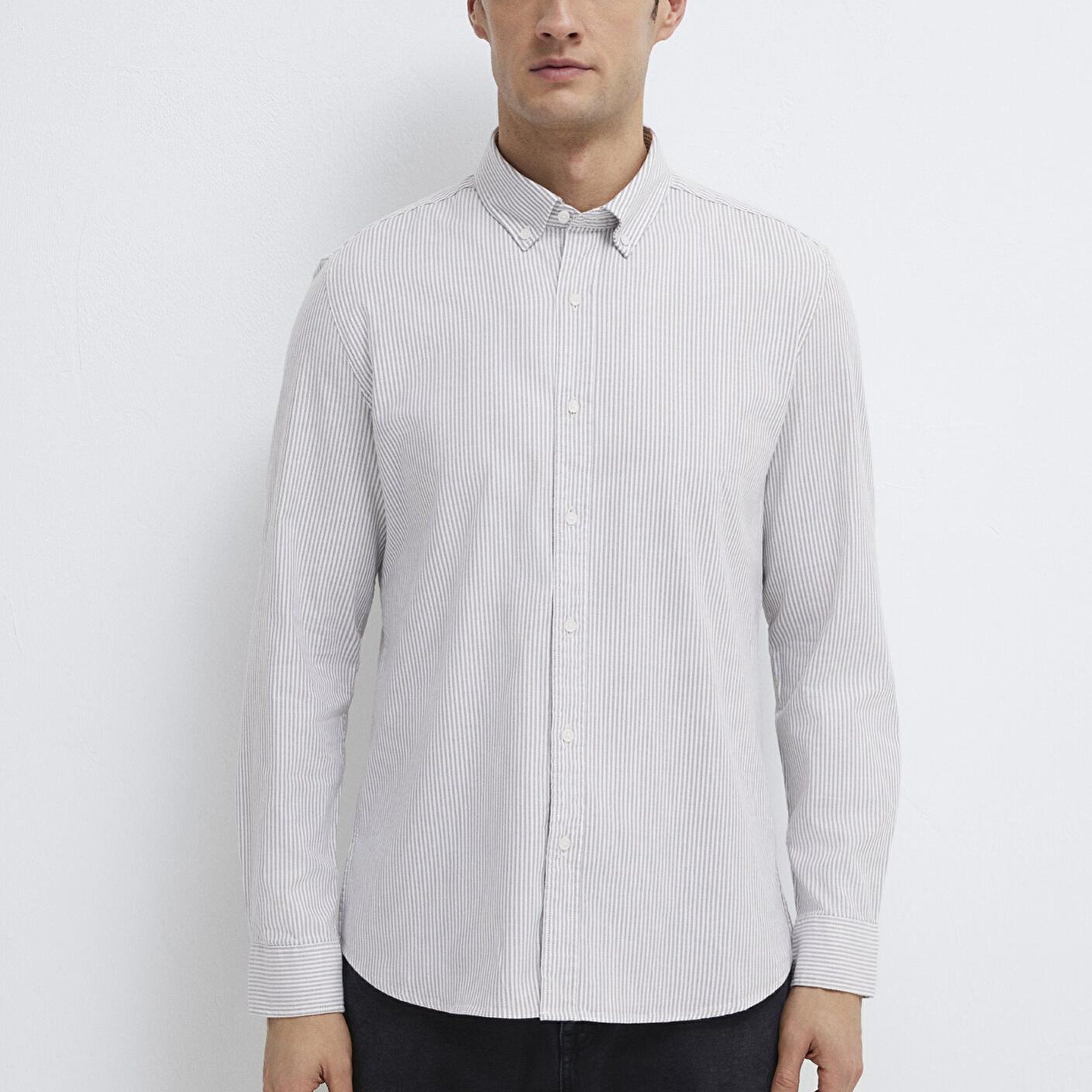 Mavi Çizgili Beyaz Gömlek Slim Fit / Dar Kesim 0211916-91472