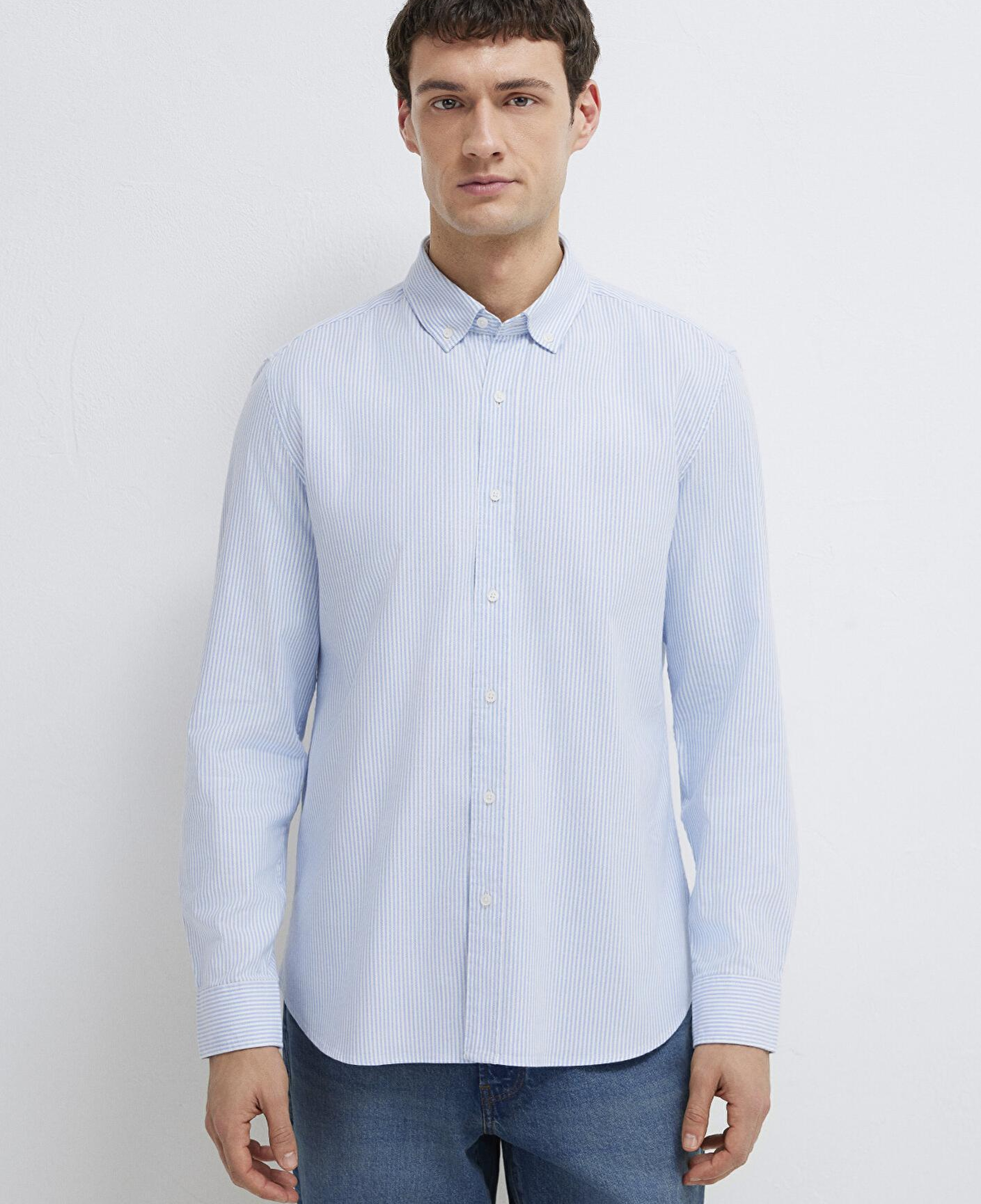 Mavi Çizgili Mavi Gömlek Slim Fit / Dar Kesim 0211916-91471