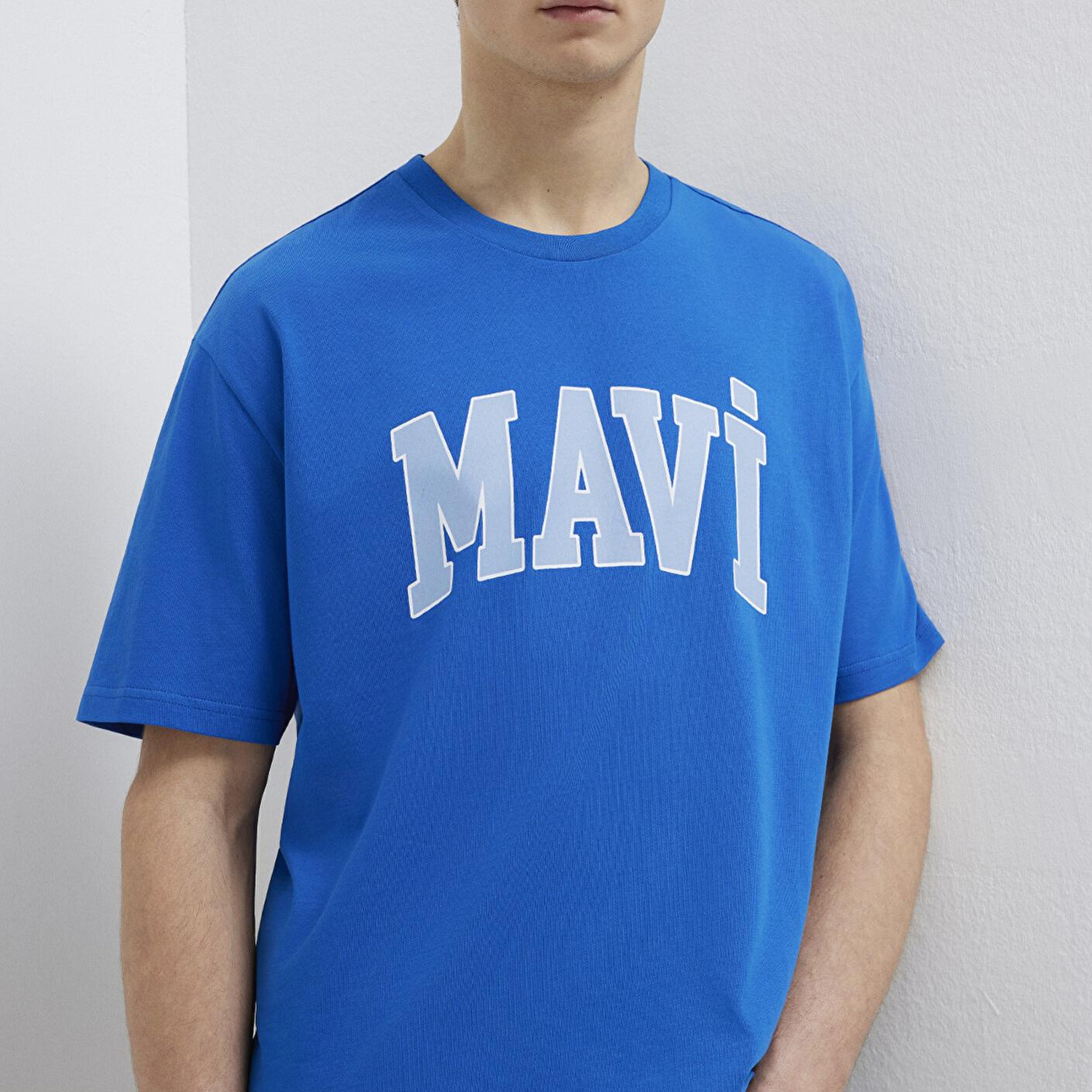 Mavi Mavi Logo Baskılı Mavi Tişört Loose Fit / Bol Rahat Kesim 0611711-81330