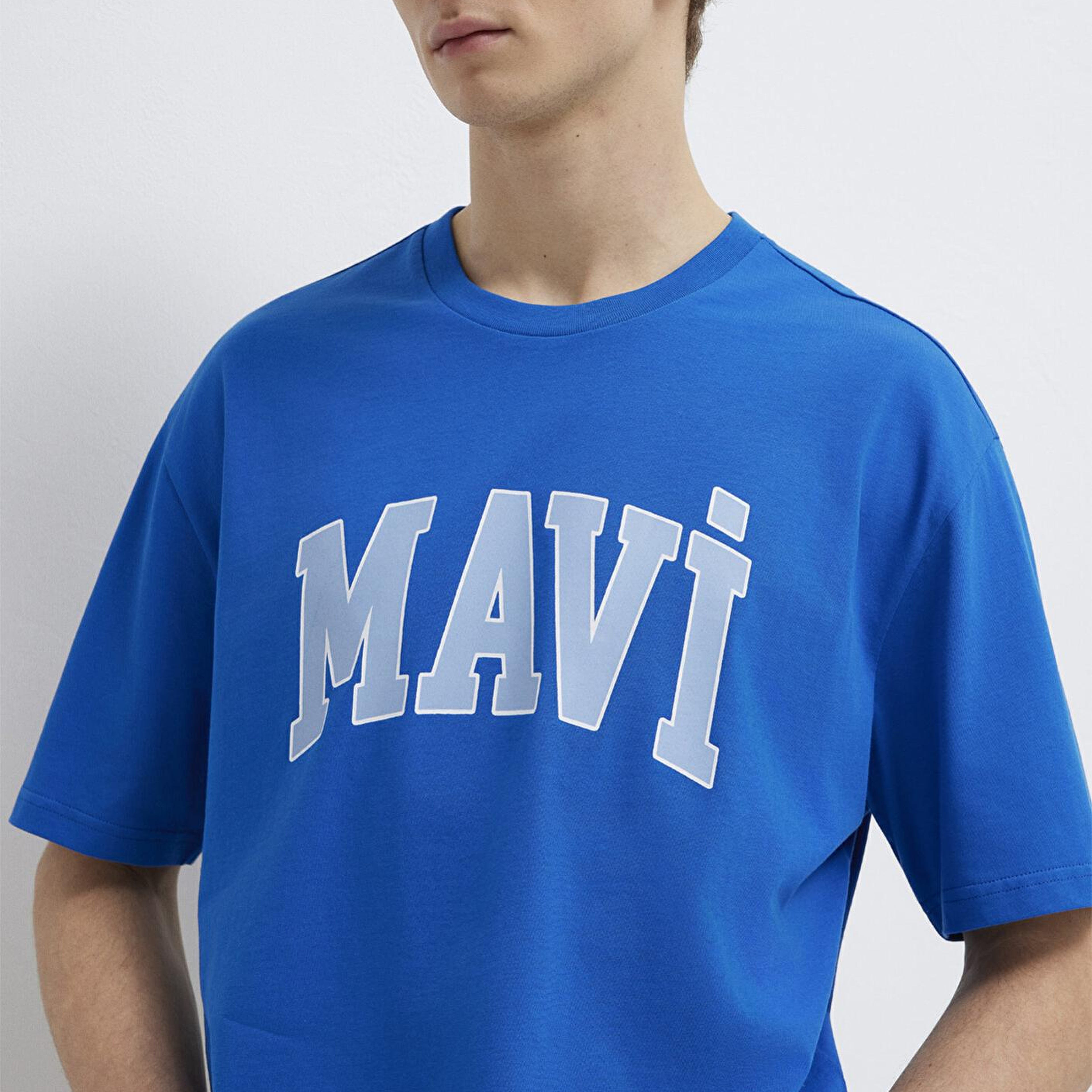 Mavi Mavi Logo Baskılı Mavi Tişört Loose Fit / Bol Rahat Kesim 0611711-81330