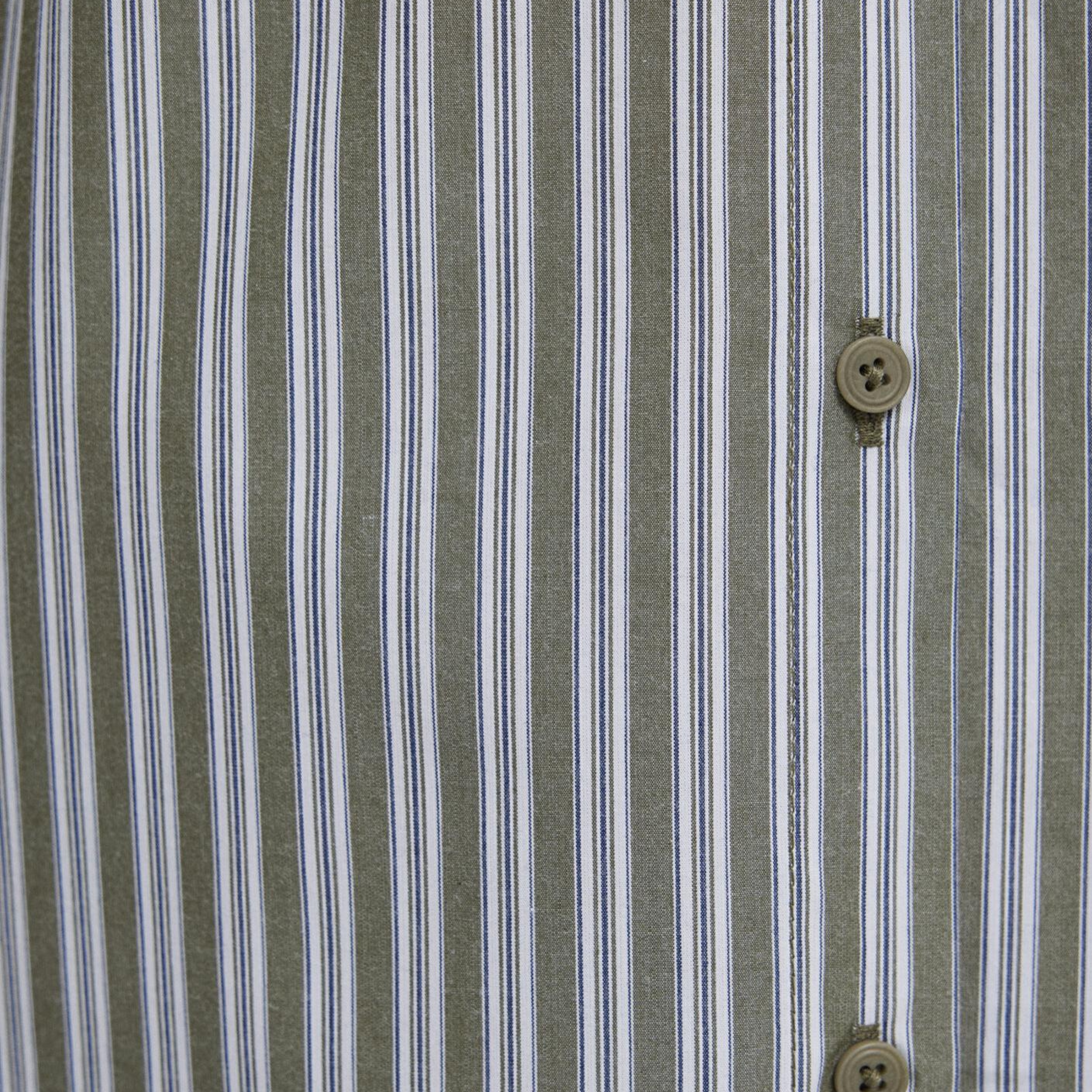 Mavi Çizgili Yeşil Gömlek Loose Fit / Bol Rahat Kesim 1211386-85171