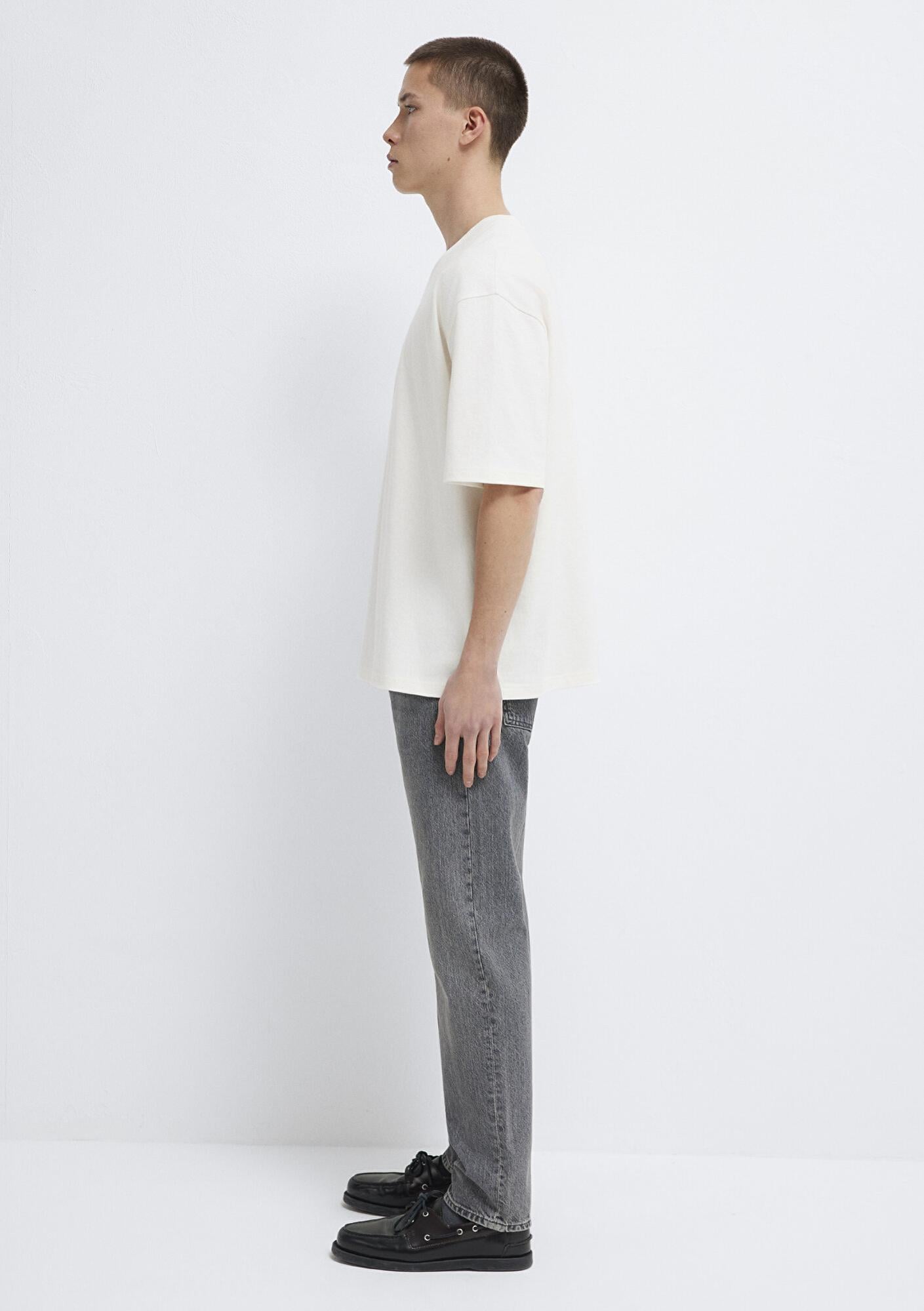 Mavi Mavi Logo Baskılı Ekru Tişört Relaxed Fit / Rahat Kesim 0613148-70057