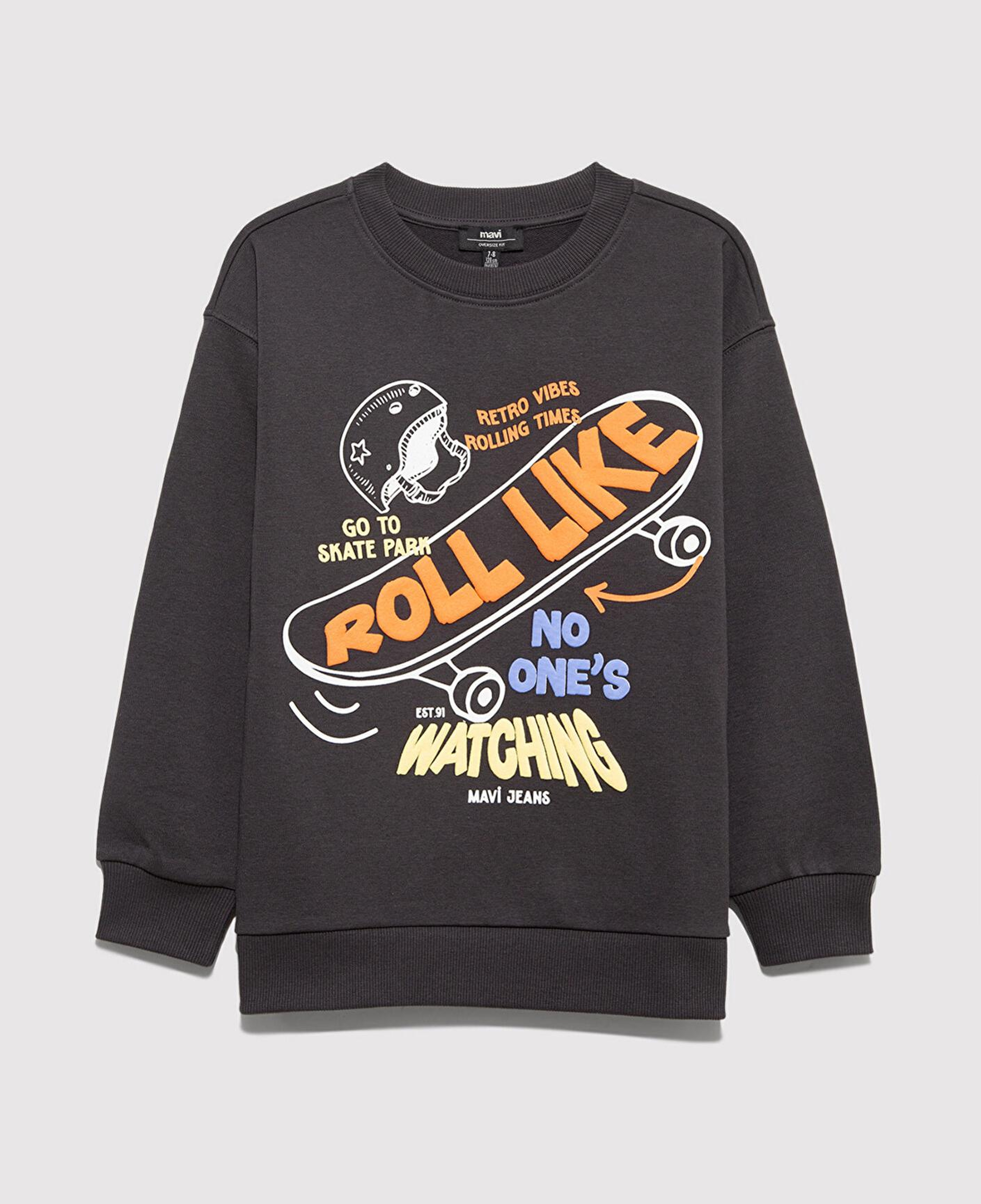 Mavi Roll Like Baskılı Antrasit Sweatshirt 6S10179-70087
