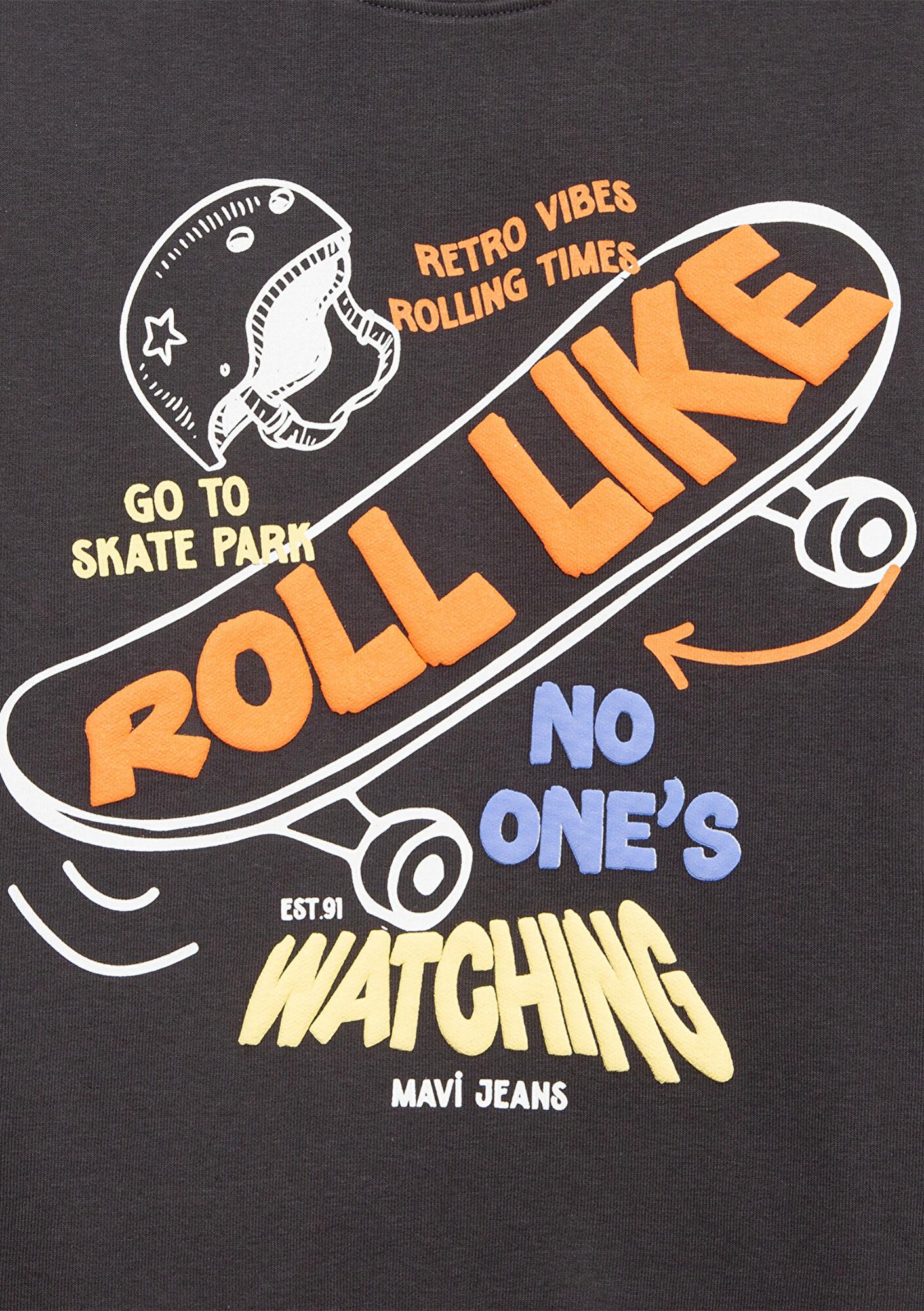 Mavi Roll Like Baskılı Antrasit Sweatshirt 6S10179-70087